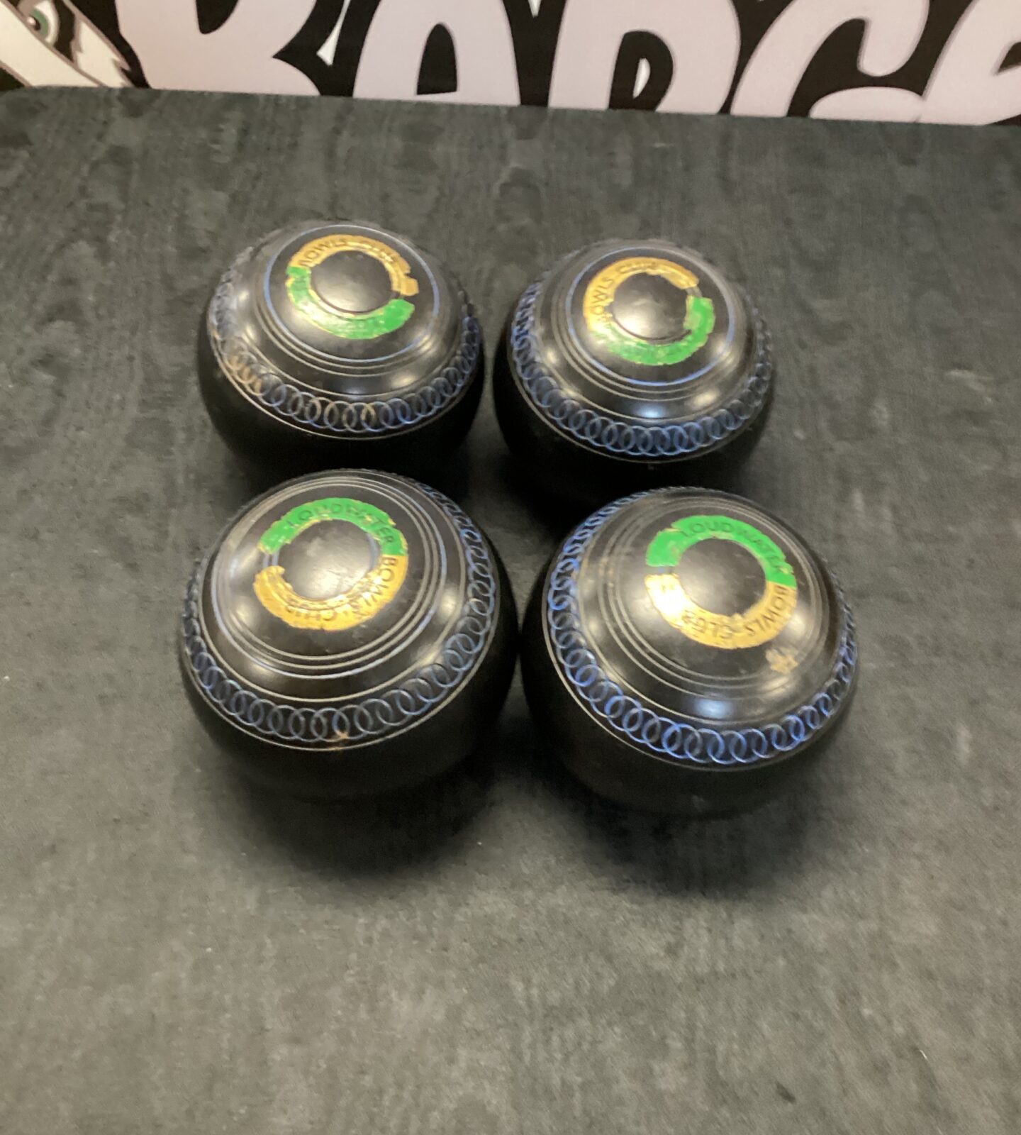 Set of four garden lawn bowls from Loudwater bowls club