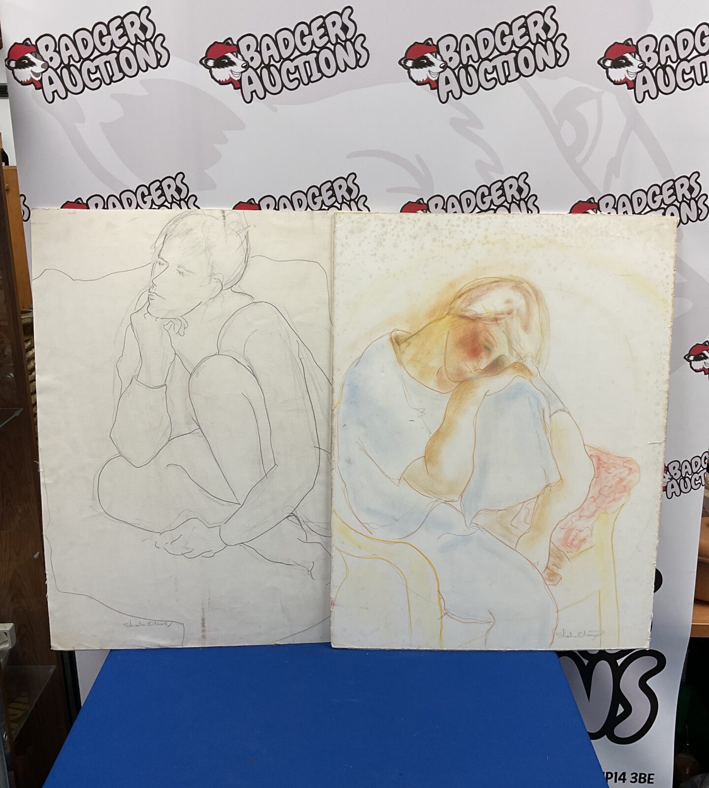 Two sheila oliver paintings of figures