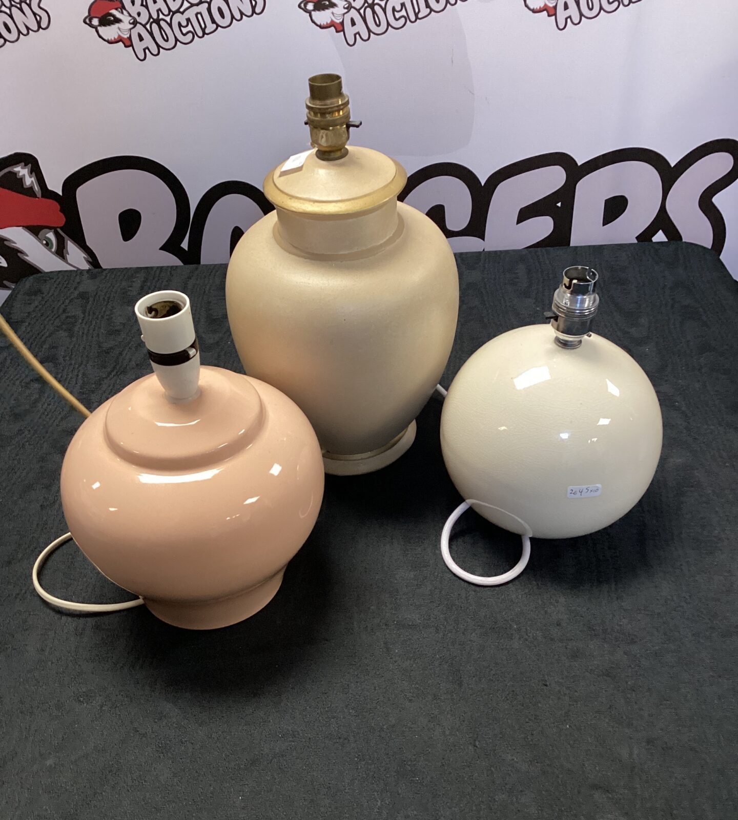 Three table lamps with plugs cut off