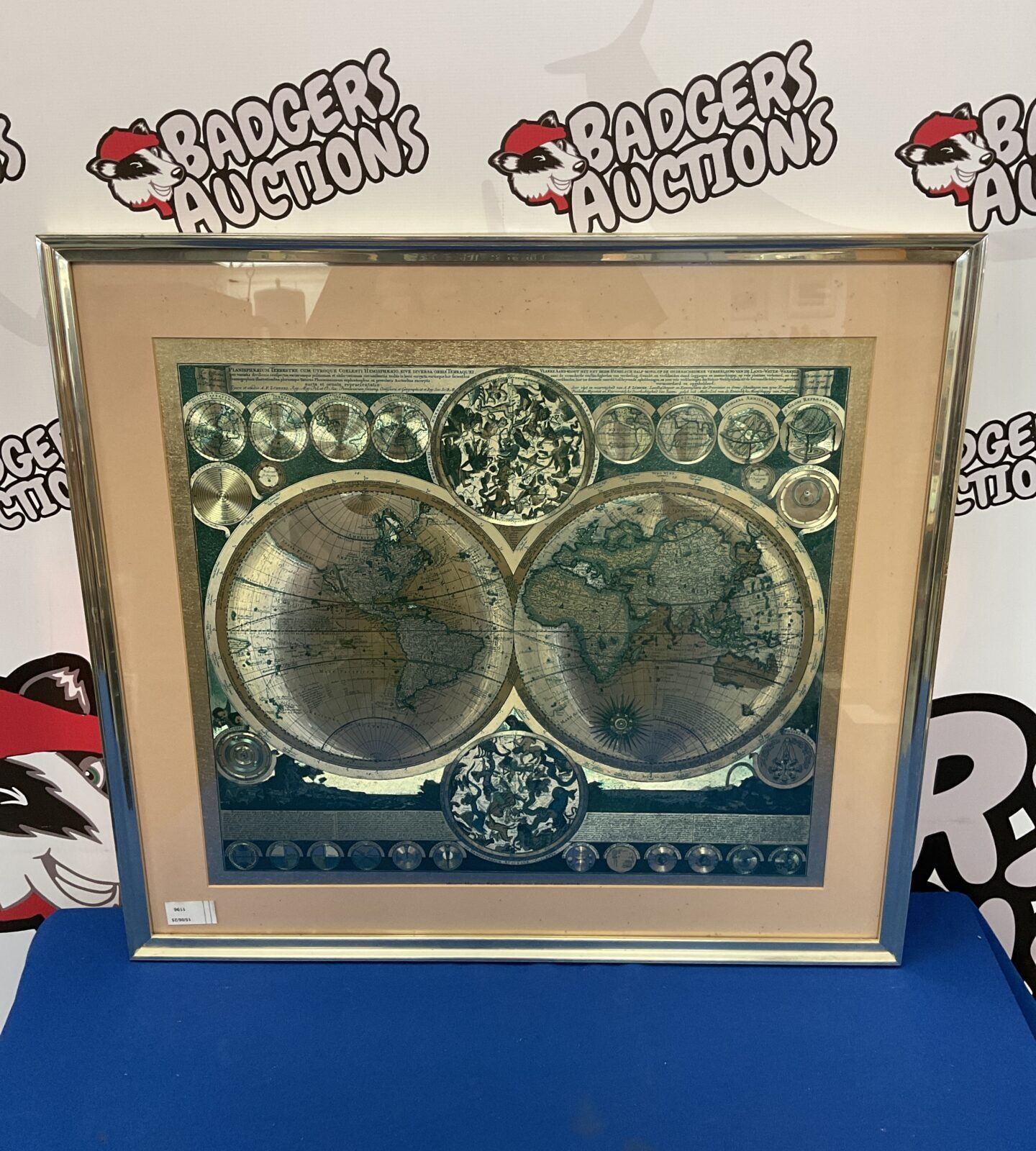 Framed metallic peter shank world map print