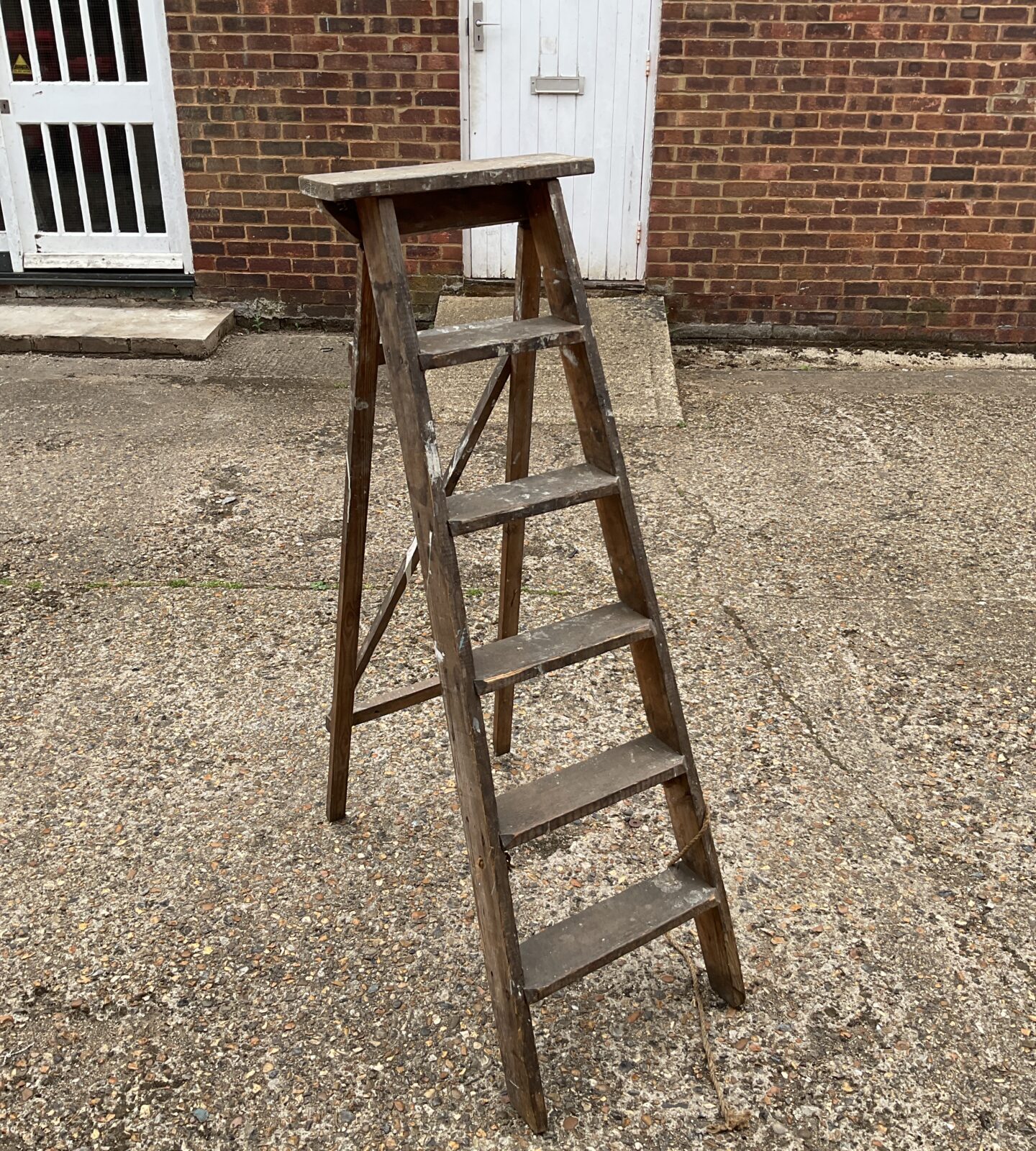 Vintage wooden step ladder for restoration