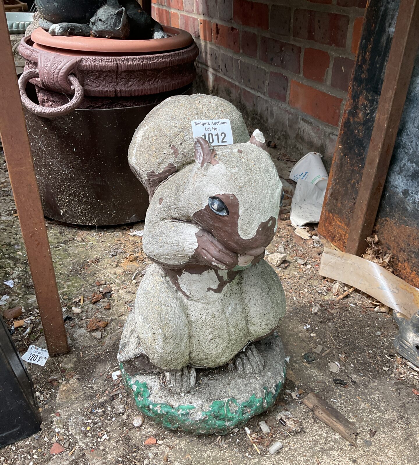 Concrete squirrel garden ornament