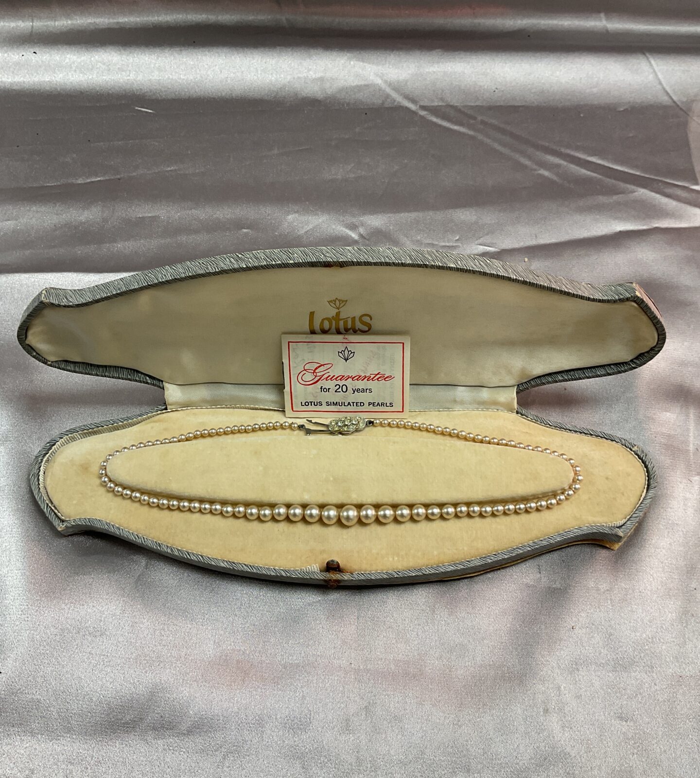 Vintage lotus simulated pearls in original case