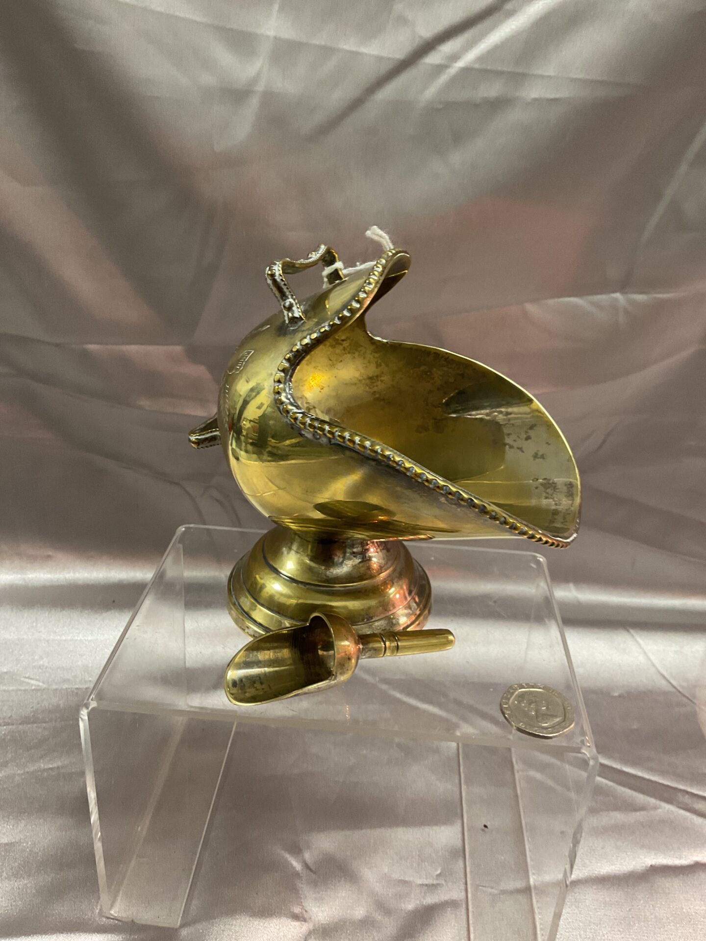 vintage brass sugar salt coal skuttle with scoop