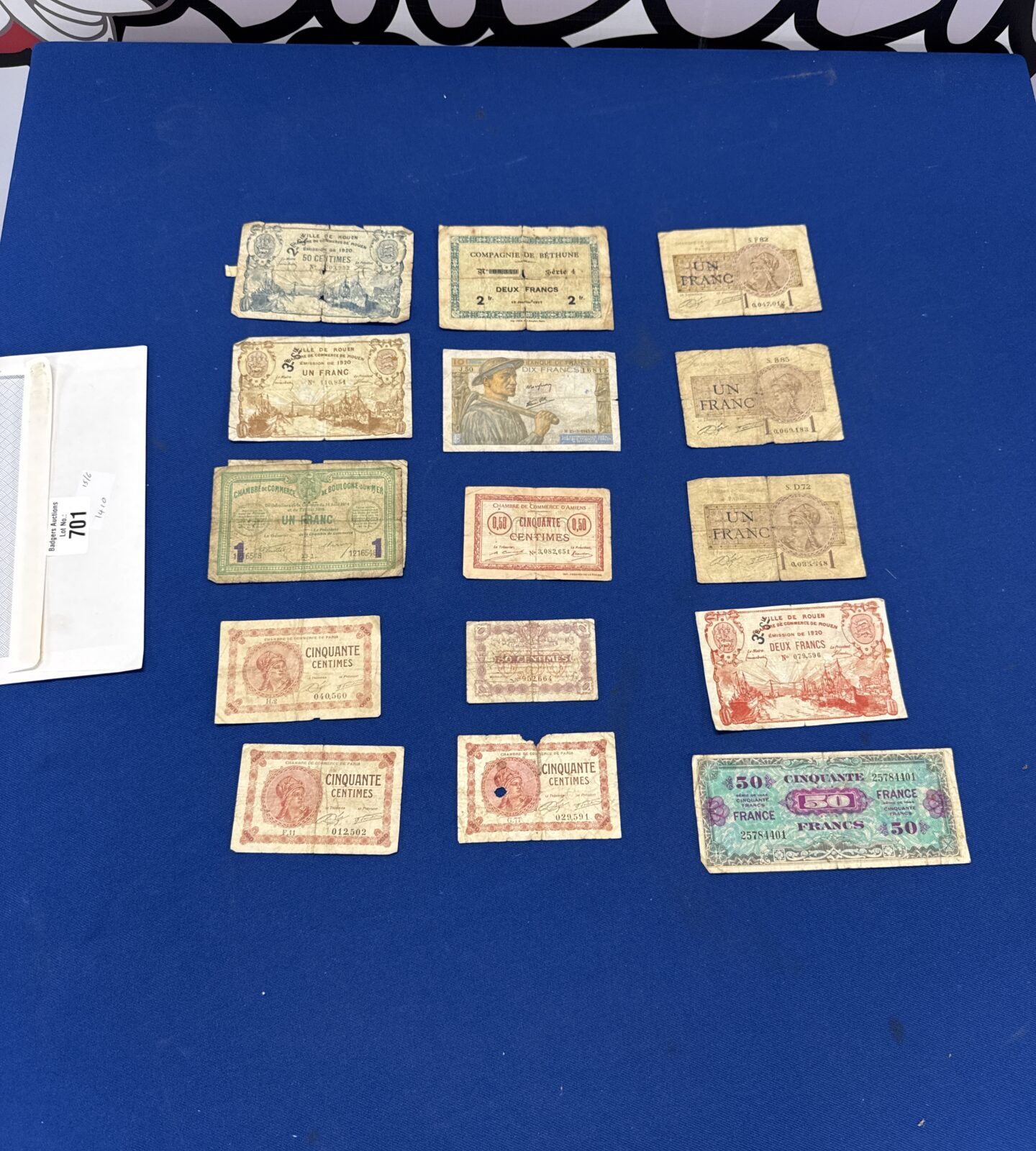 Selection of vintage French paper bank notes