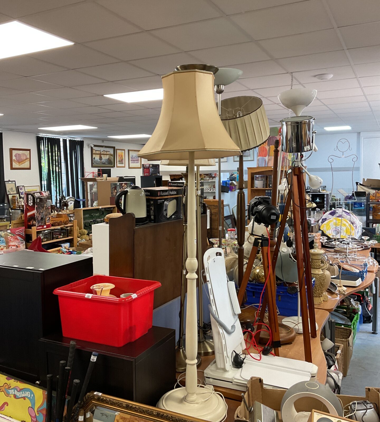 White painted standard lamp