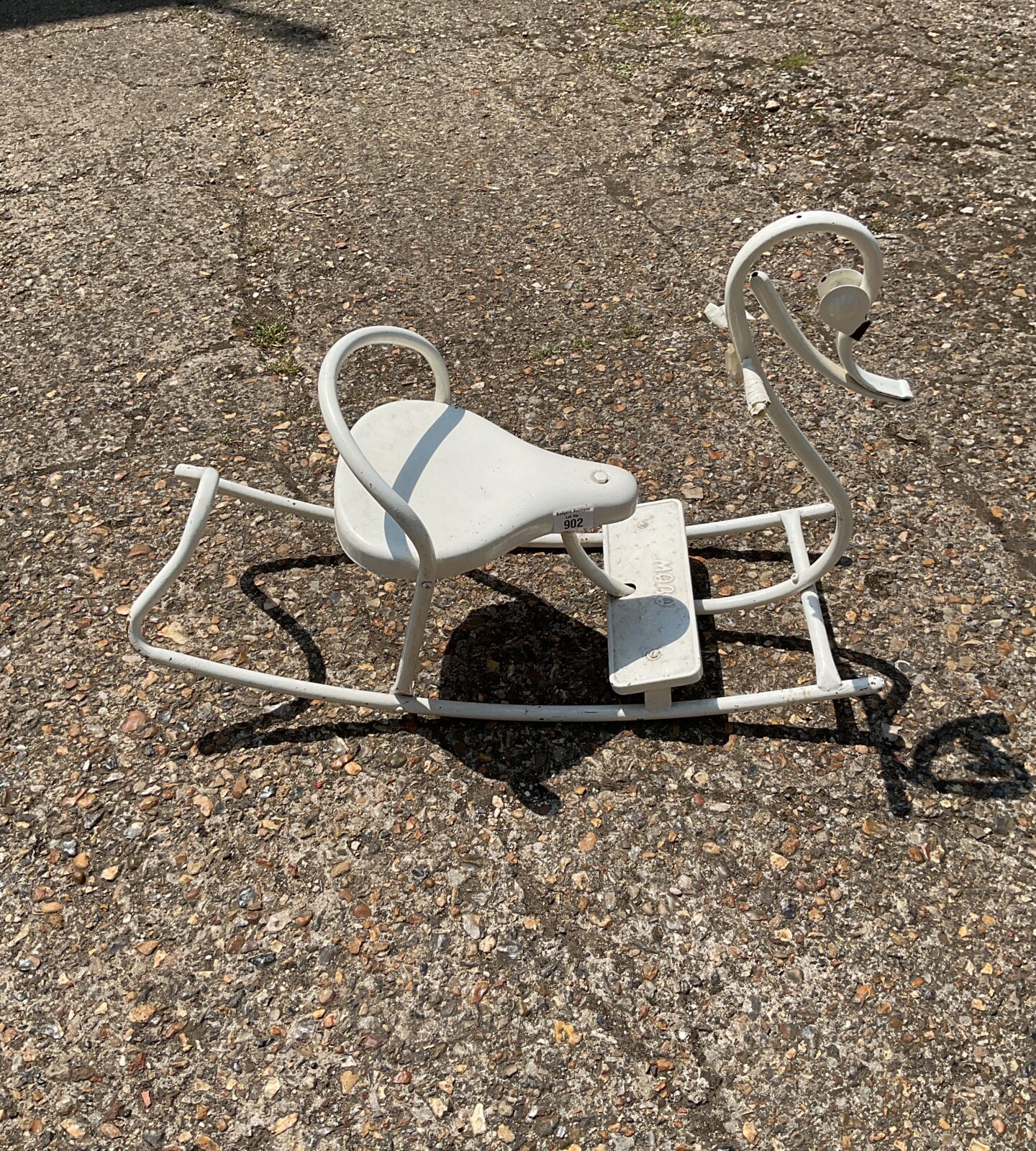 Vintage child’s mobo metal swan rocking chair