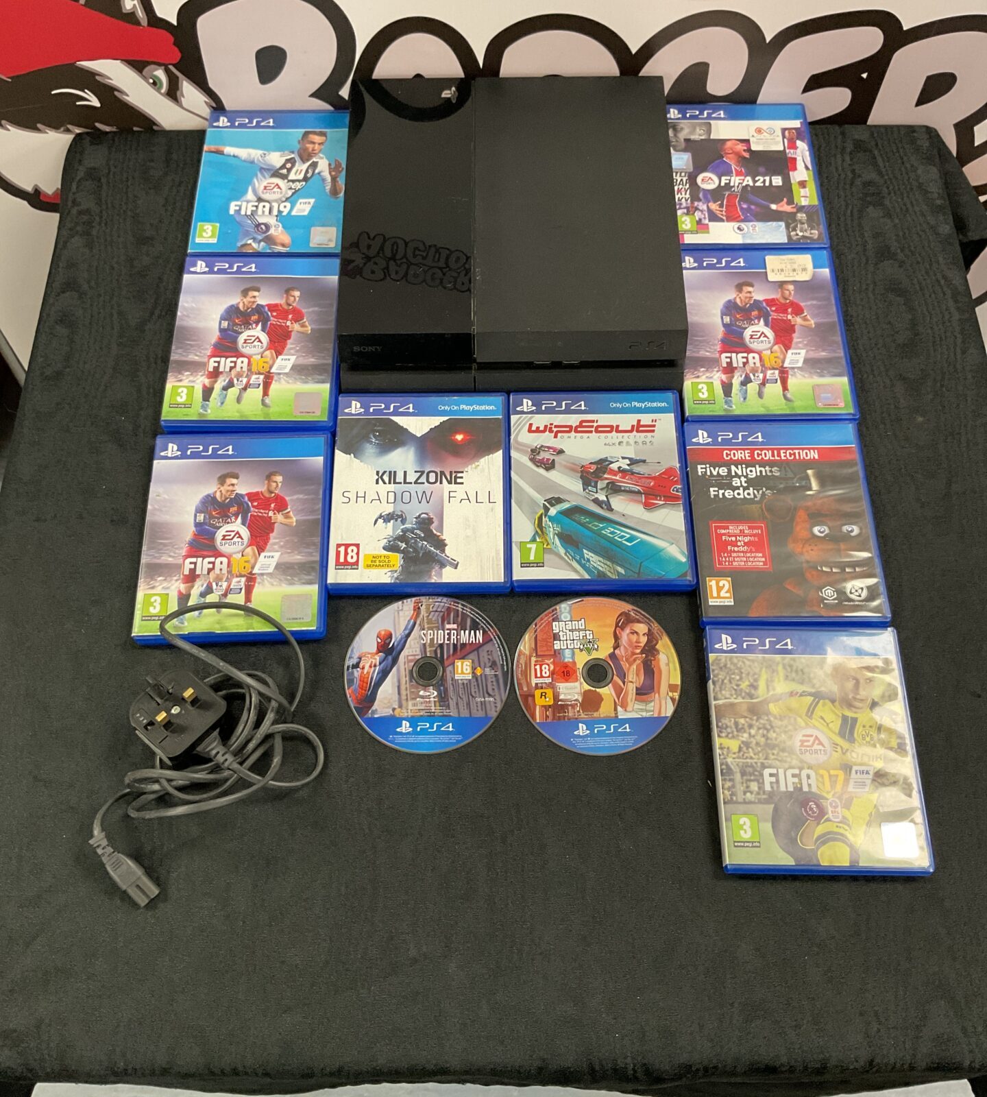 Sony PlayStation 4 Console With Power Cable And Games. Powers On