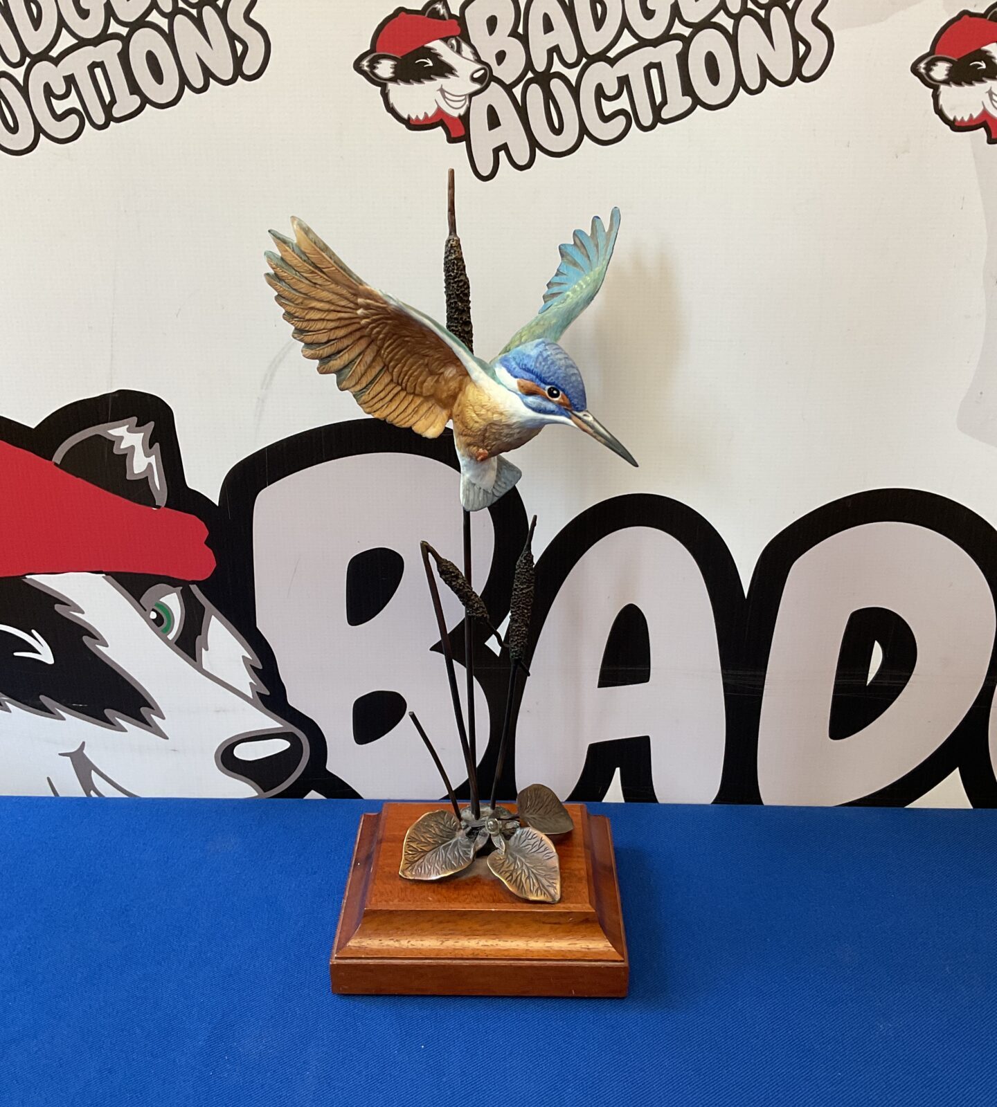 Danbury mint porcelain & bronze kingfisher bird sculpture