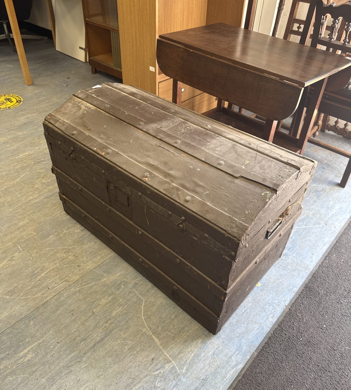 Large antique travel trunk 36”