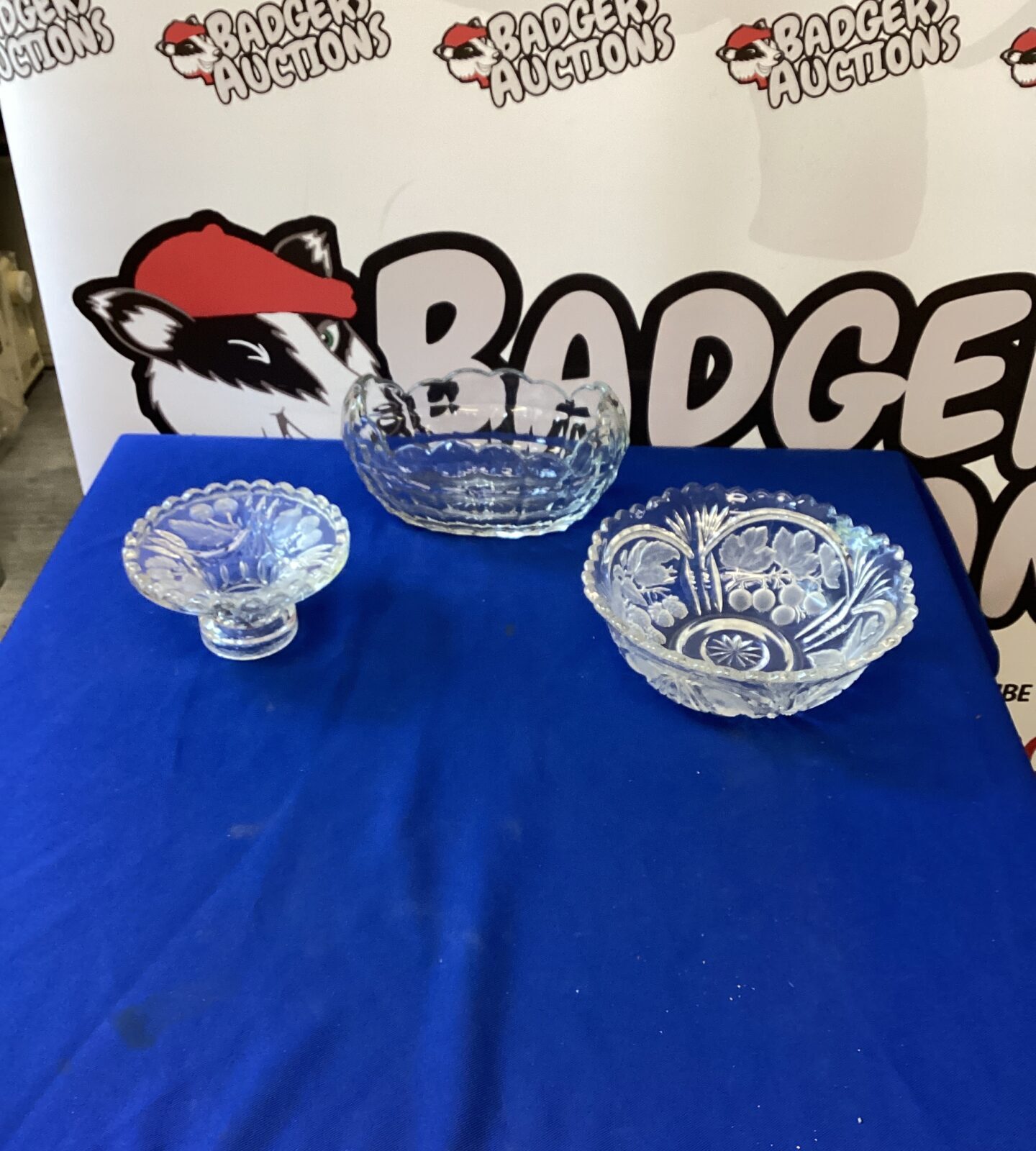 Three cut glass & Crystal Bowls