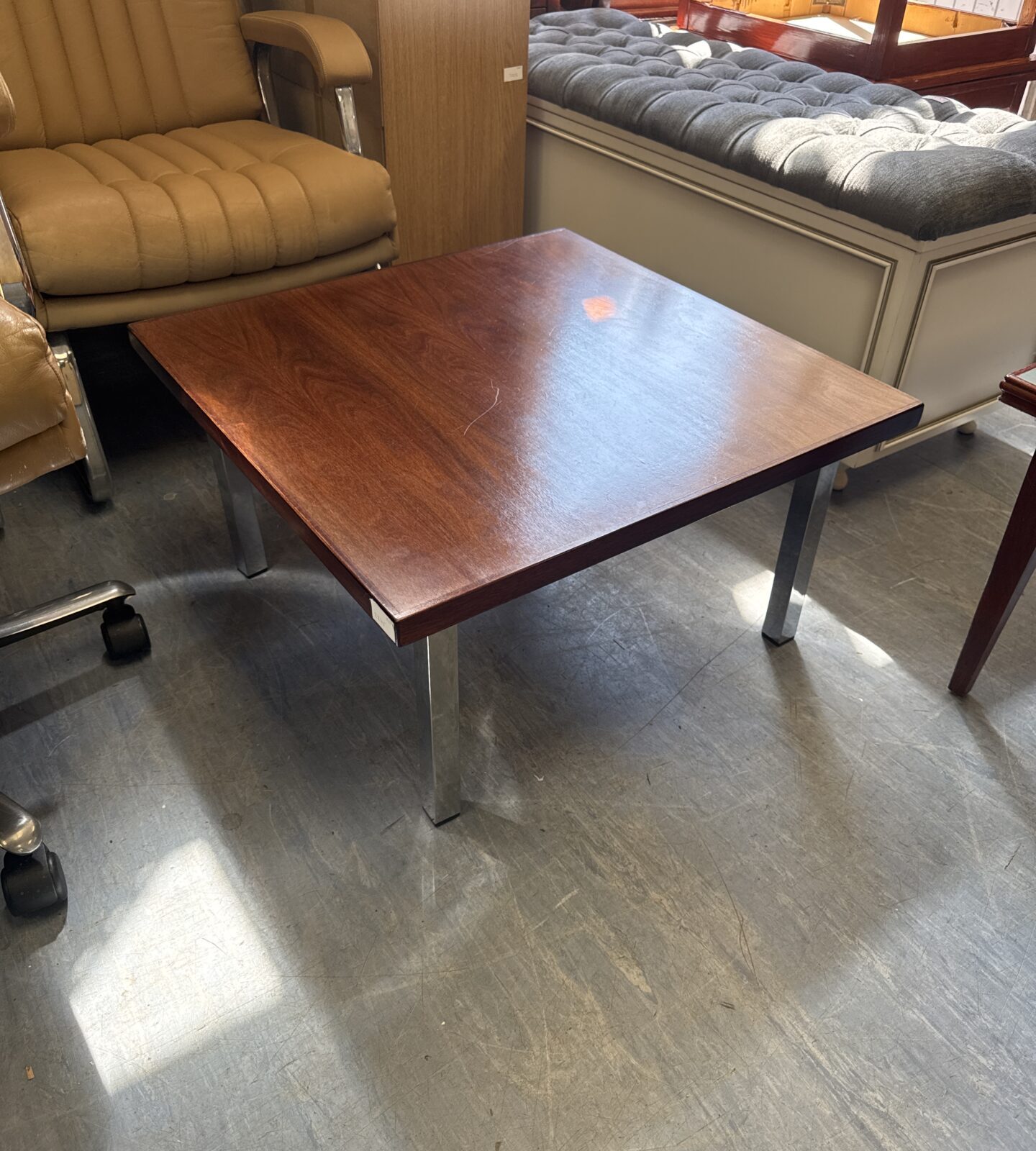 Vintage low level coffee table with chrome legs