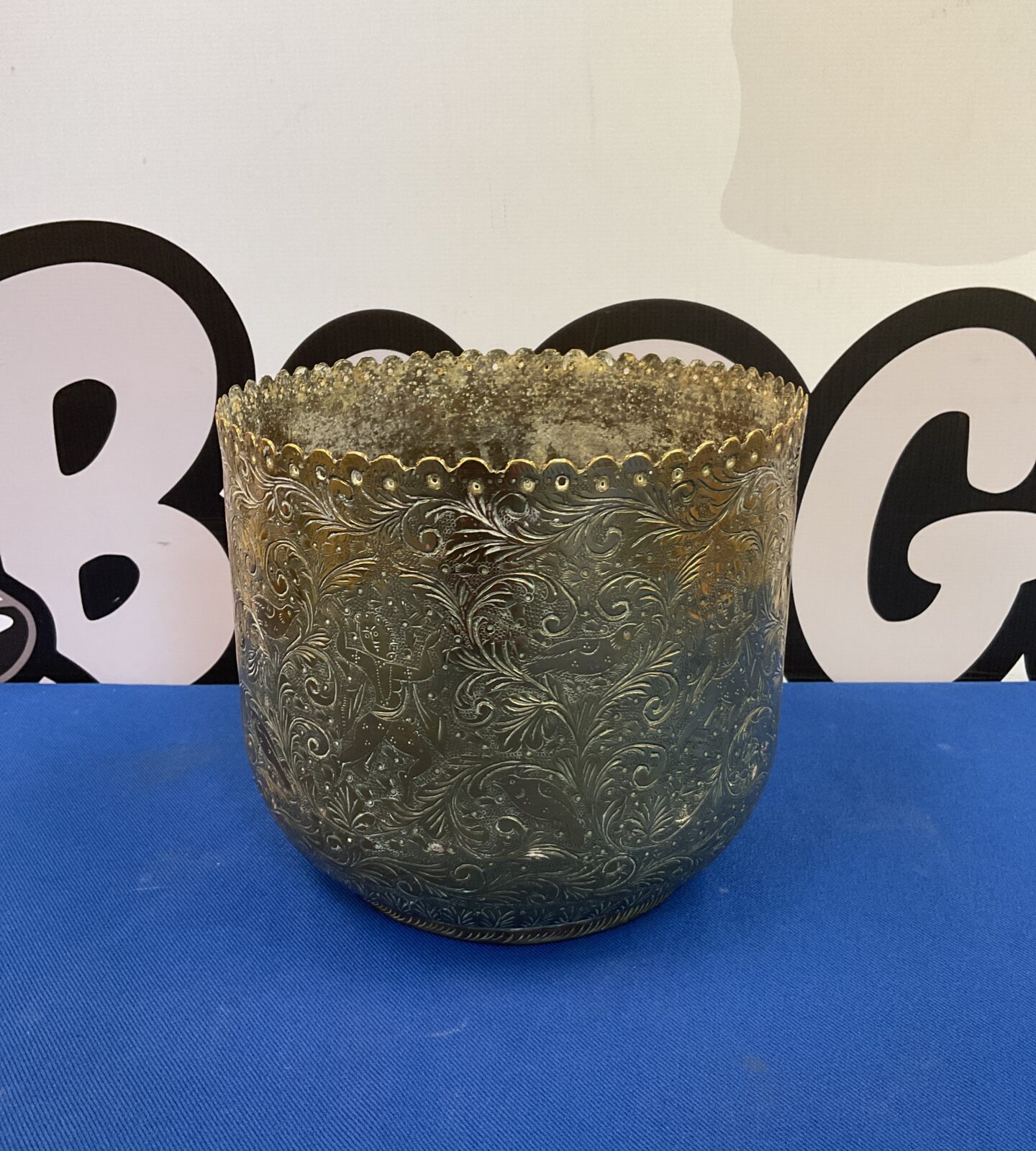 Antique indian brass jardiniere pot