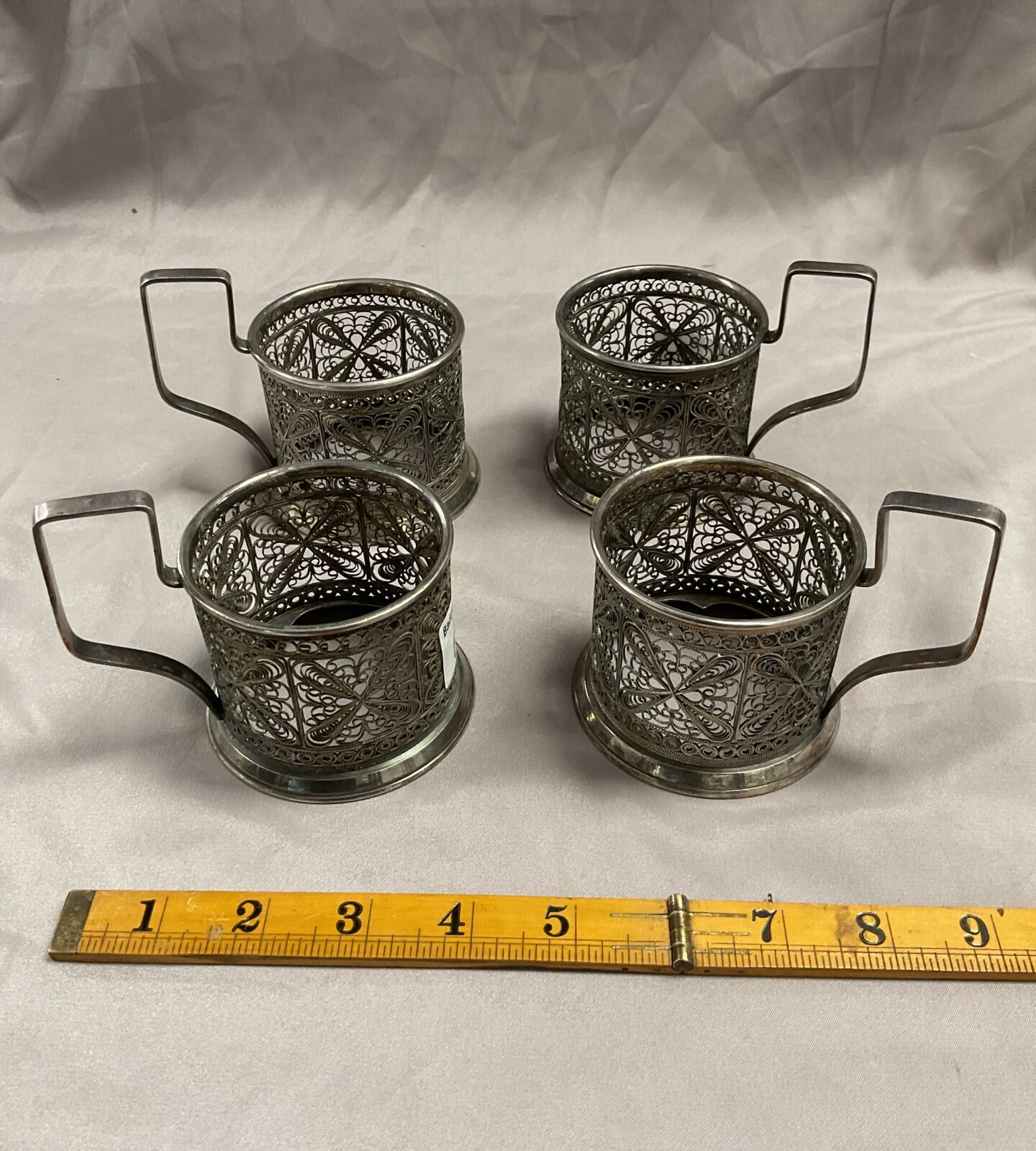 Set of four Russian Filligree cup holders