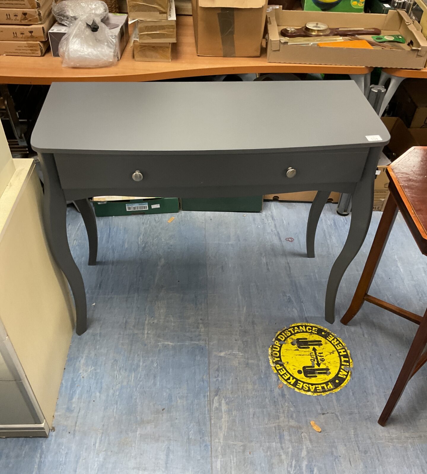 as new grey console table