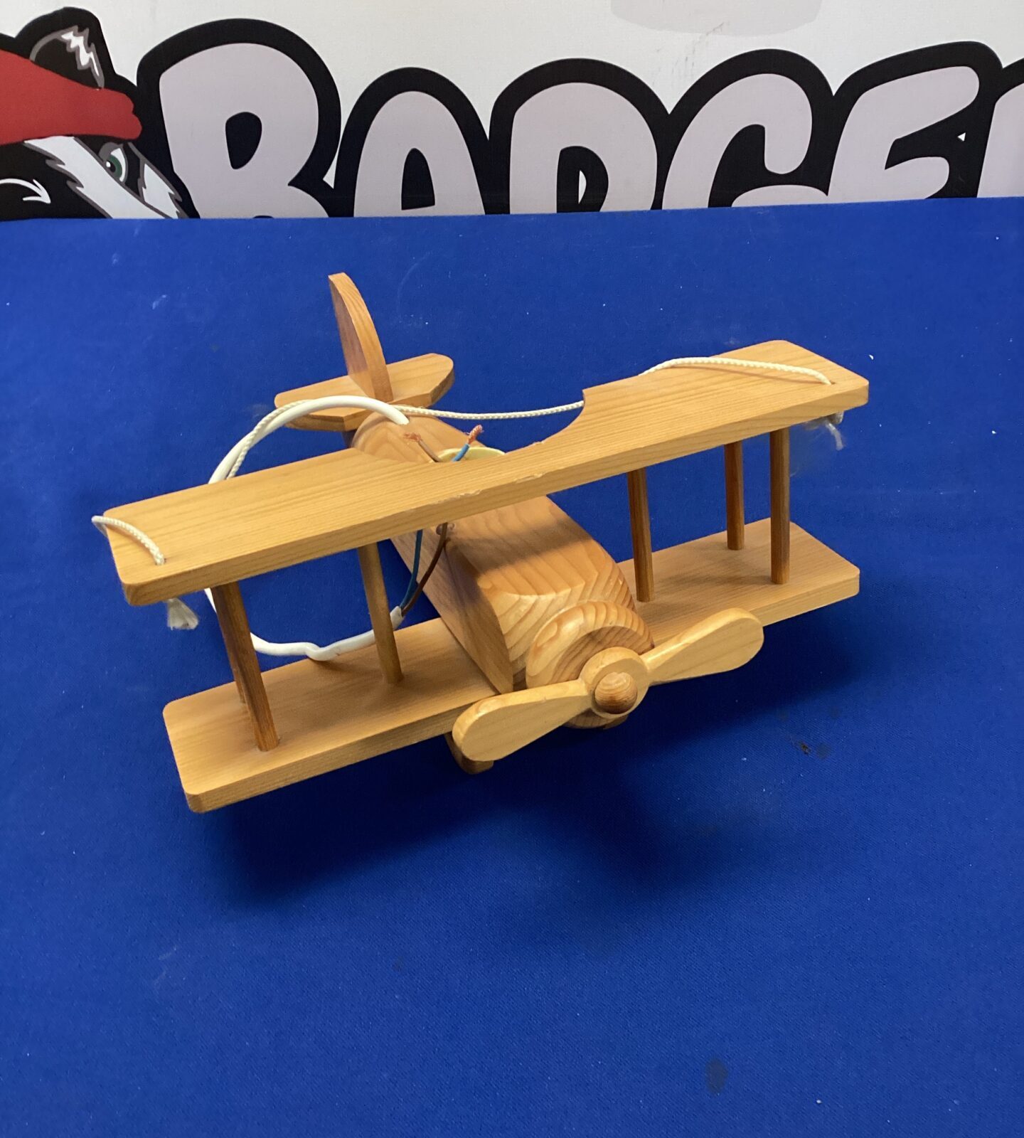 Pine aeroplane wall hanging light