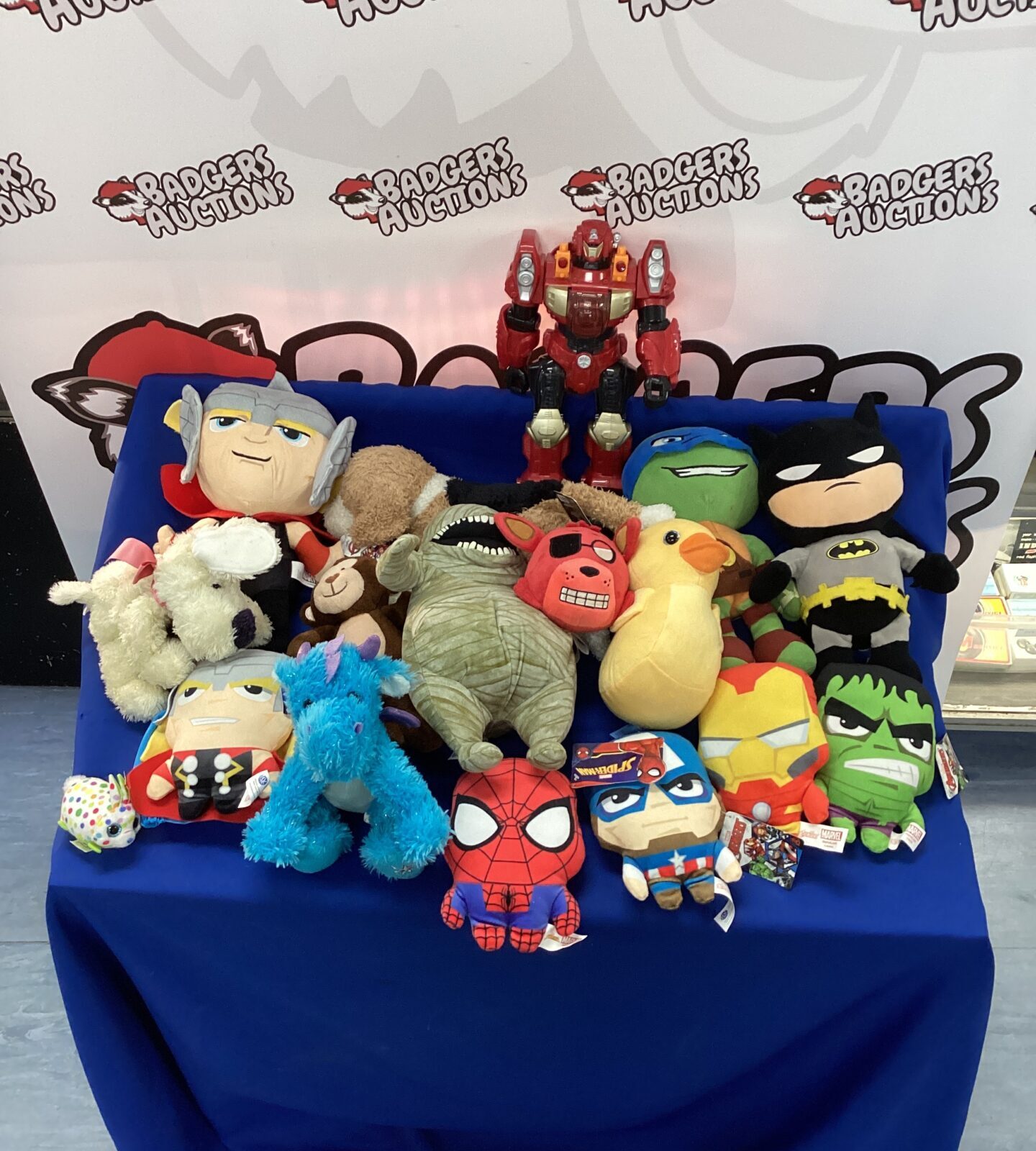 Selection of soft toys inc Batman