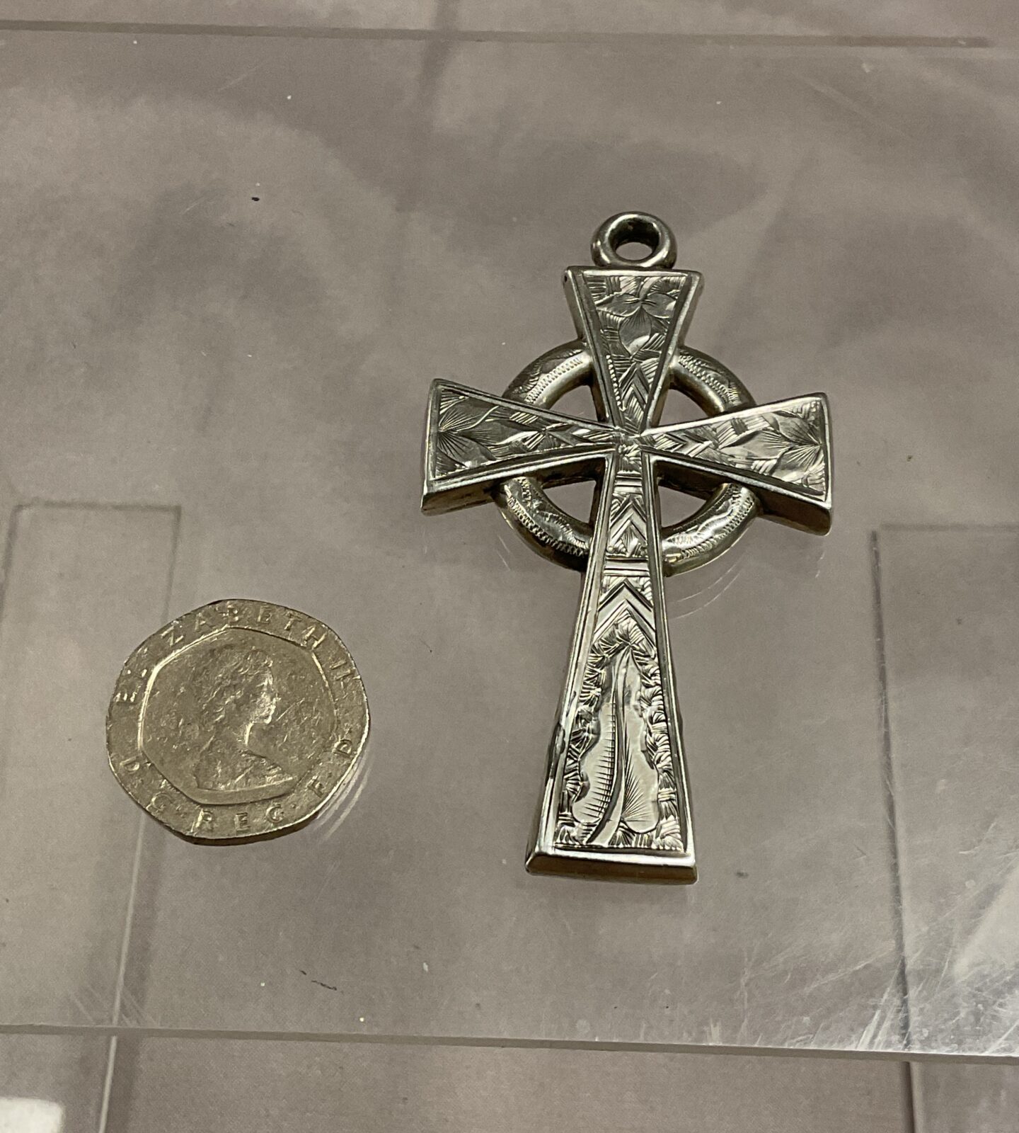 Victorian large silver Celtic cross pendant circa 1880