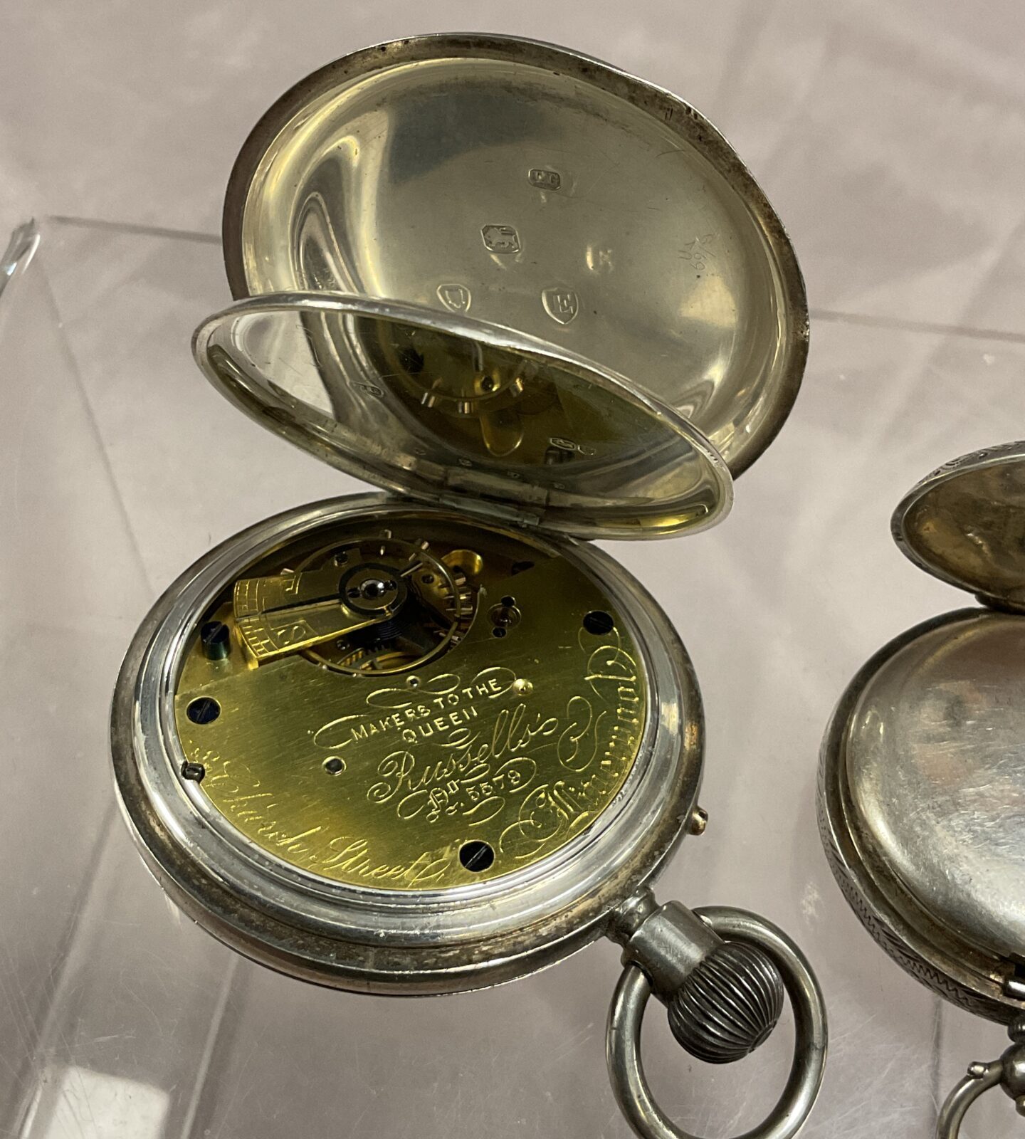 Two silver pocket watches a half hunter by russels Ltd Liverpool and ladies silver pocket watch - Image 3