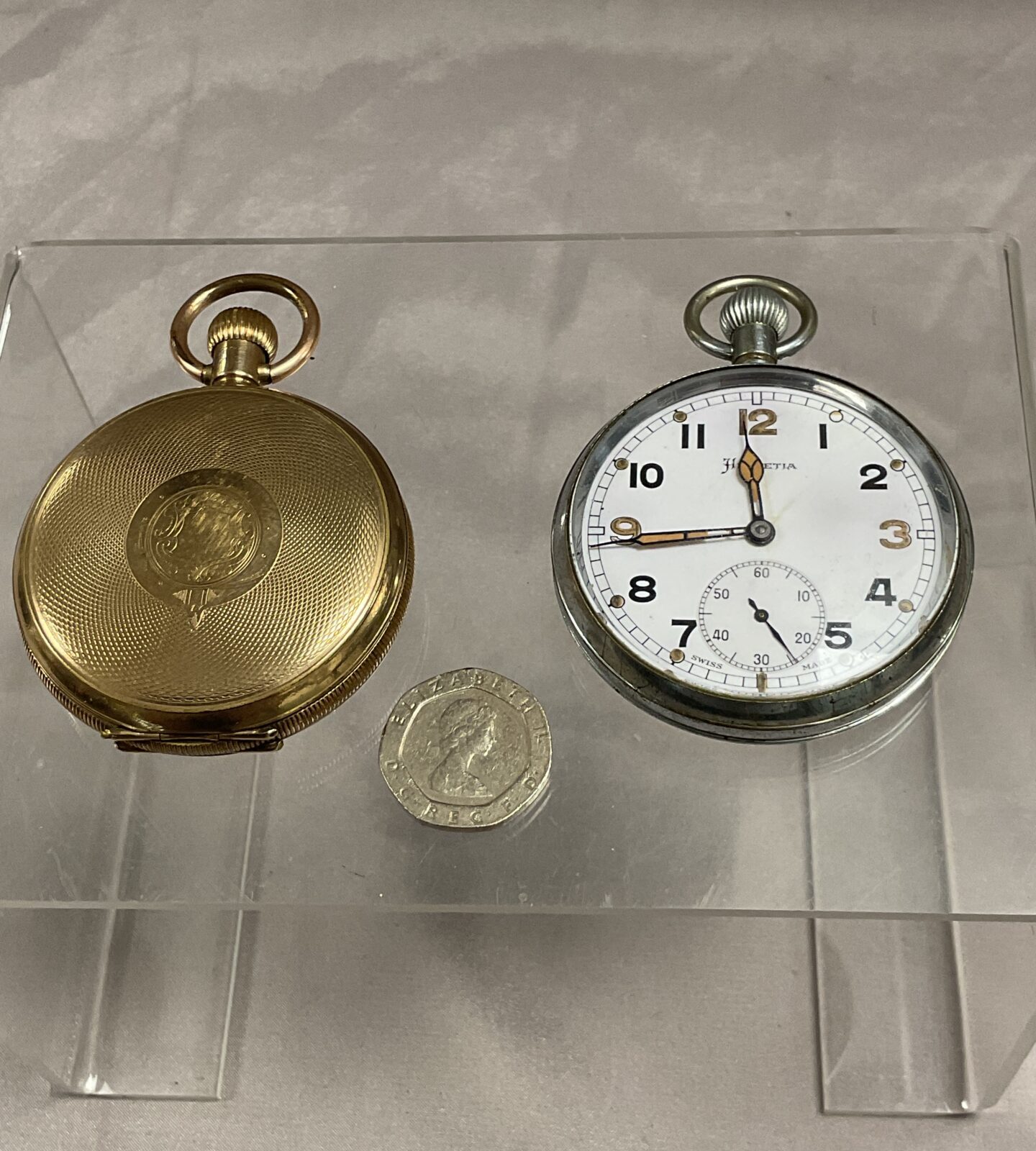 Waltham traveller full hunter pocket watch no glass and GSTP pocket watch