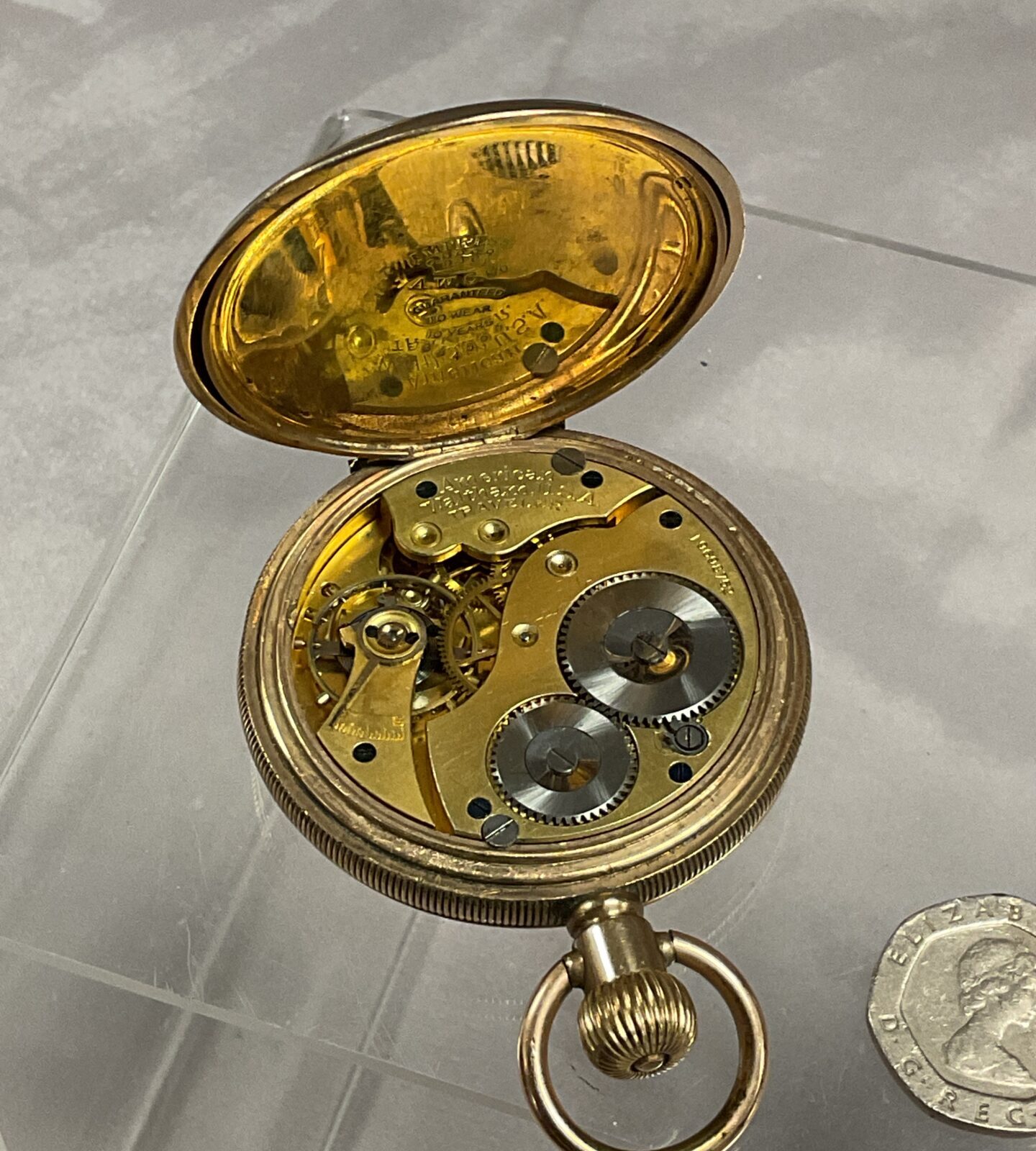 Waltham traveller full hunter pocket watch no glass and GSTP pocket watch - Image 3