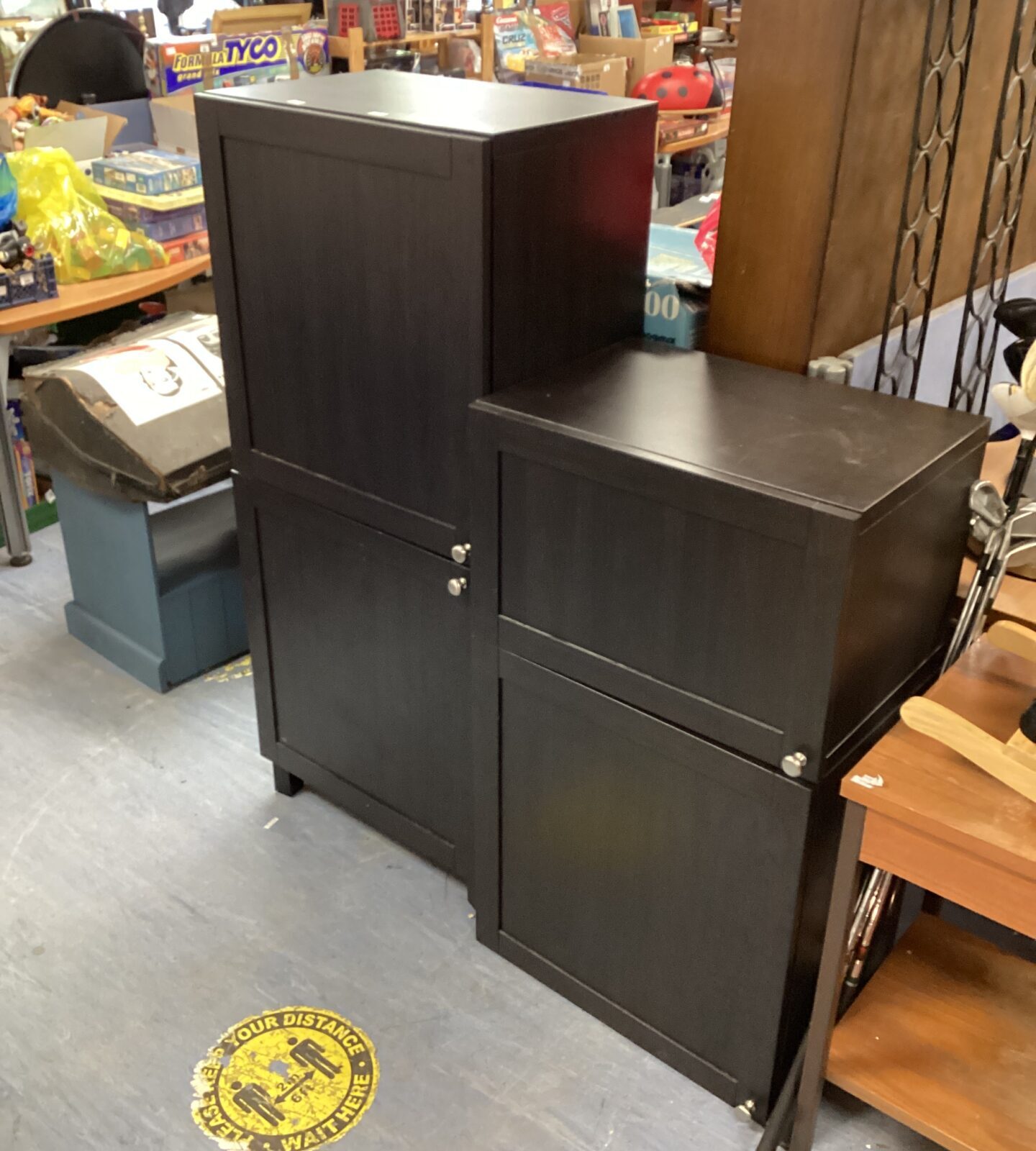 Set of ikea Black Wood effect Cabinets