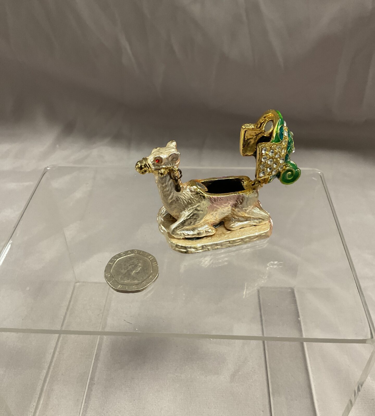 Enamelled jewelled camel trinket pot - Image 2
