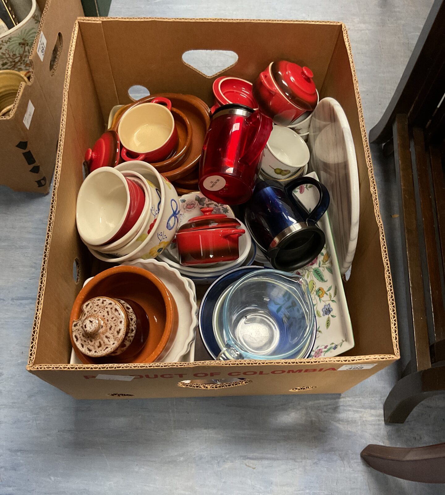Box of mixed china and pottery inc terracotta pots, royal grafton and other