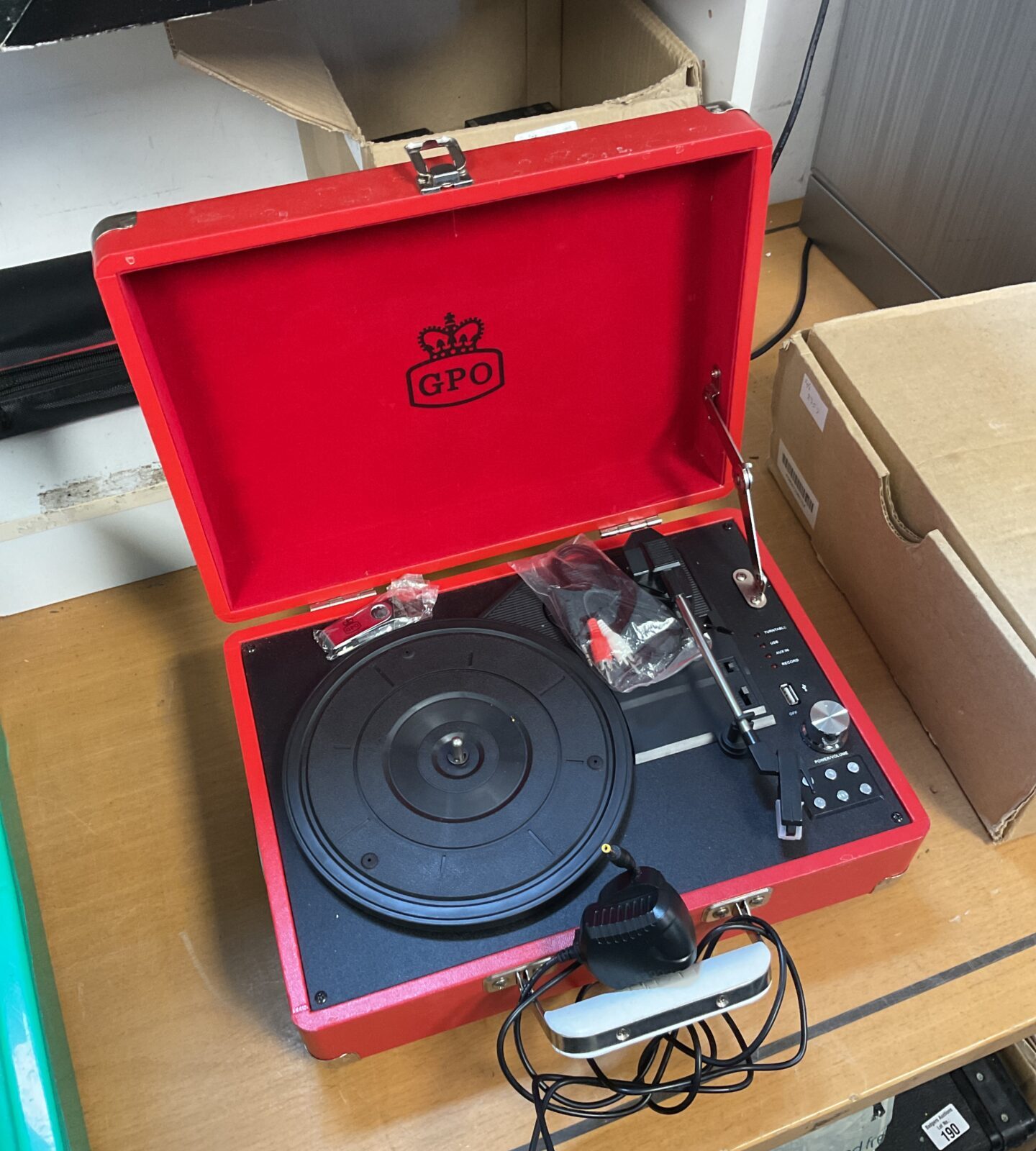 Red gpo portable record player