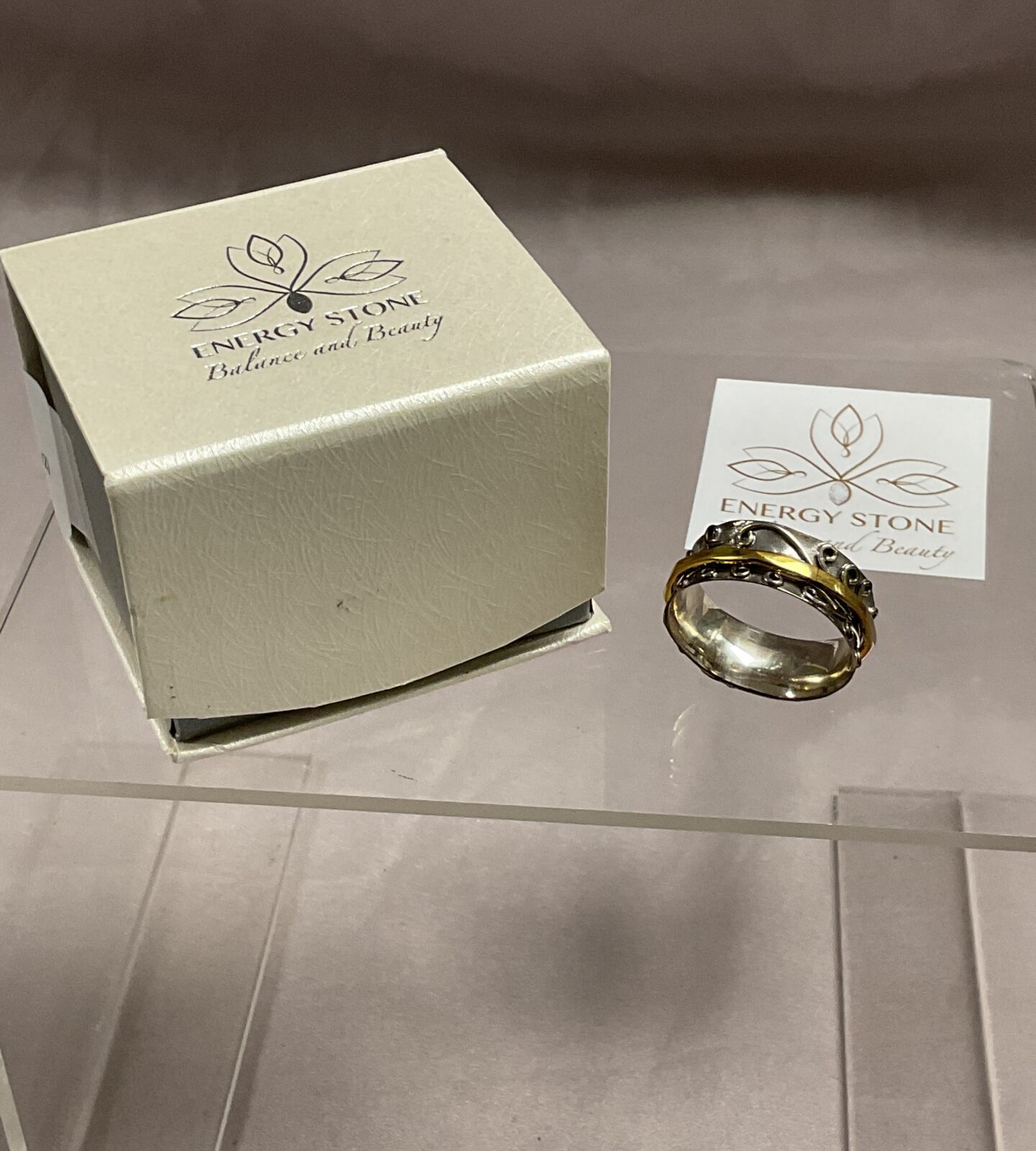 Energy ring Radha Sterling silver with gilt spinner size W