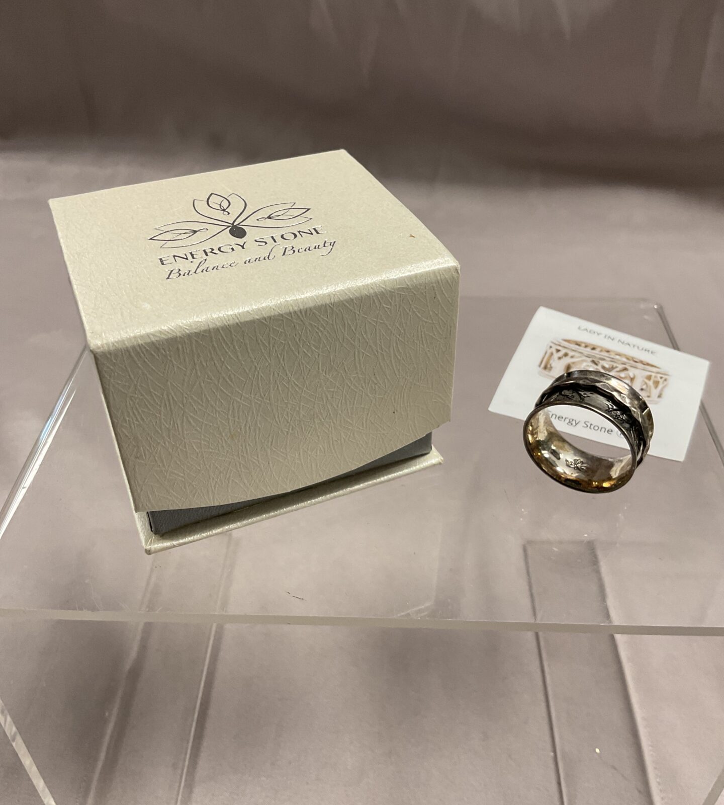 Energy ring fortitude Sterling silver with  spinner size Q