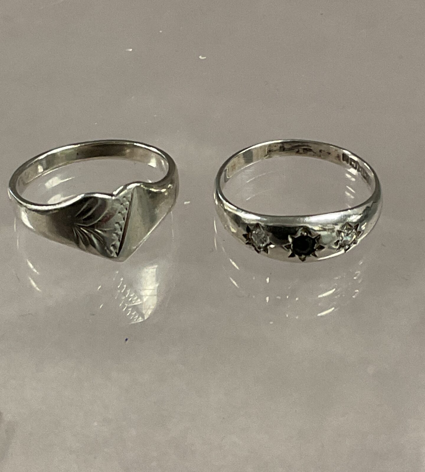 Two 925 Silver Rings Size M / N