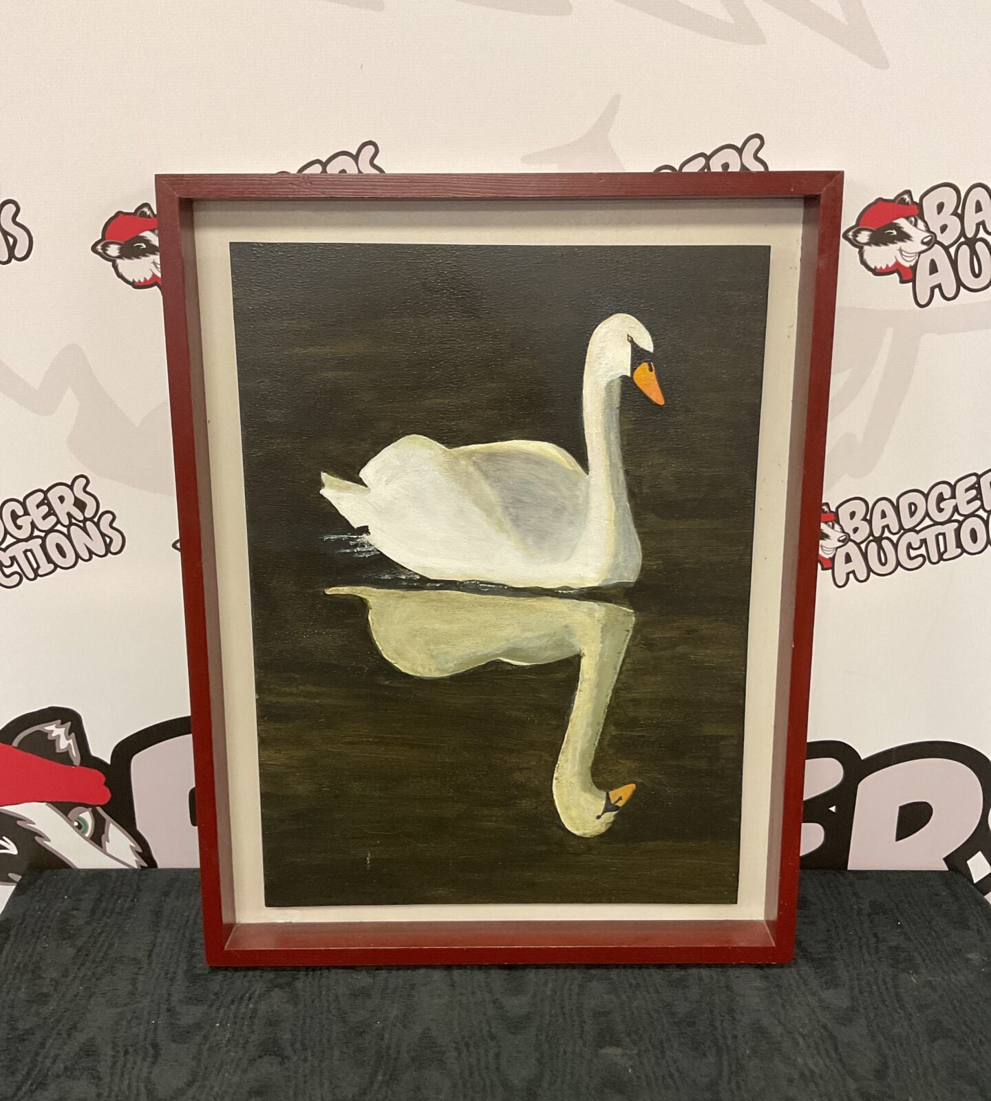 Original oil on board of a swan