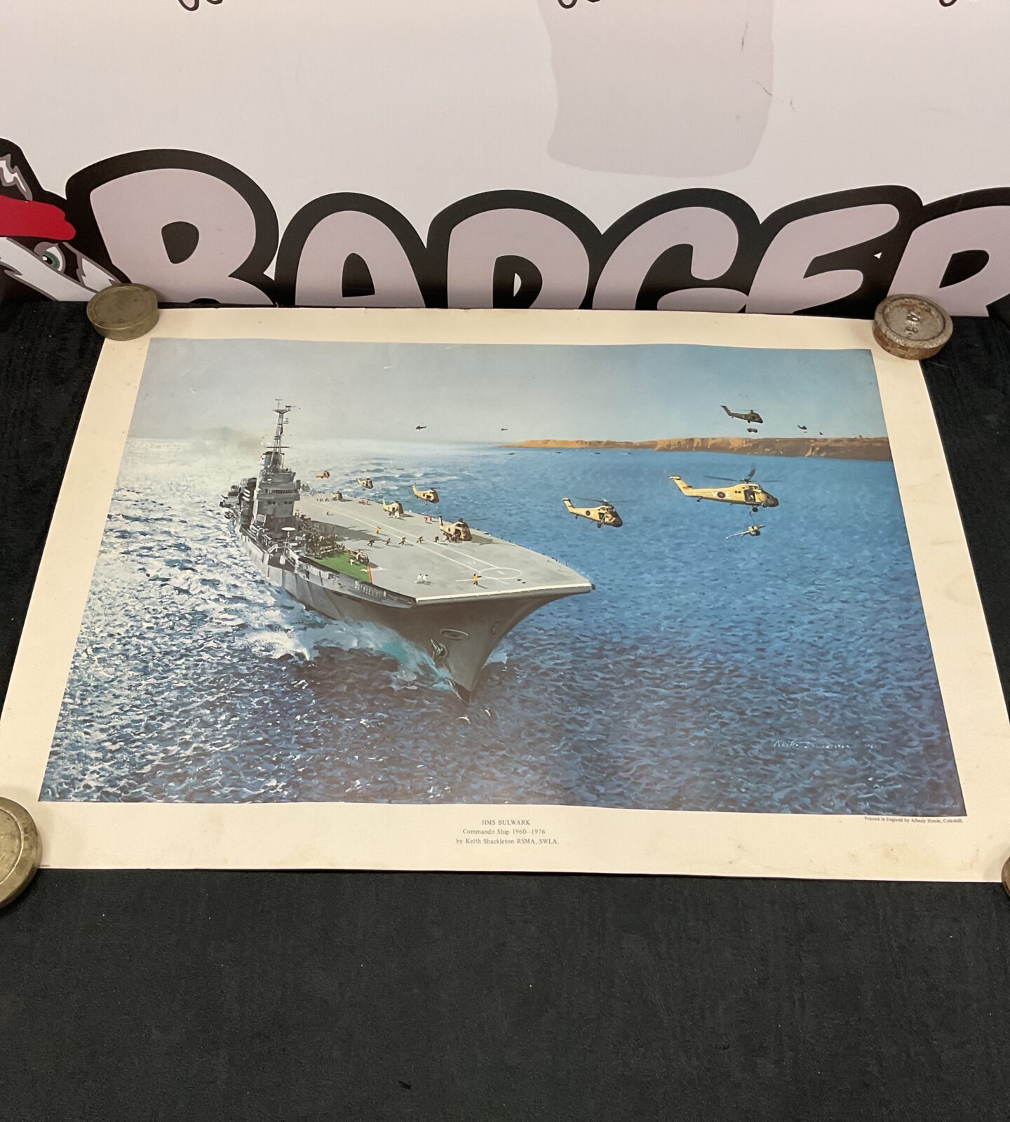 Keith shackleton print of hms bulwark commando ship 1960-1976