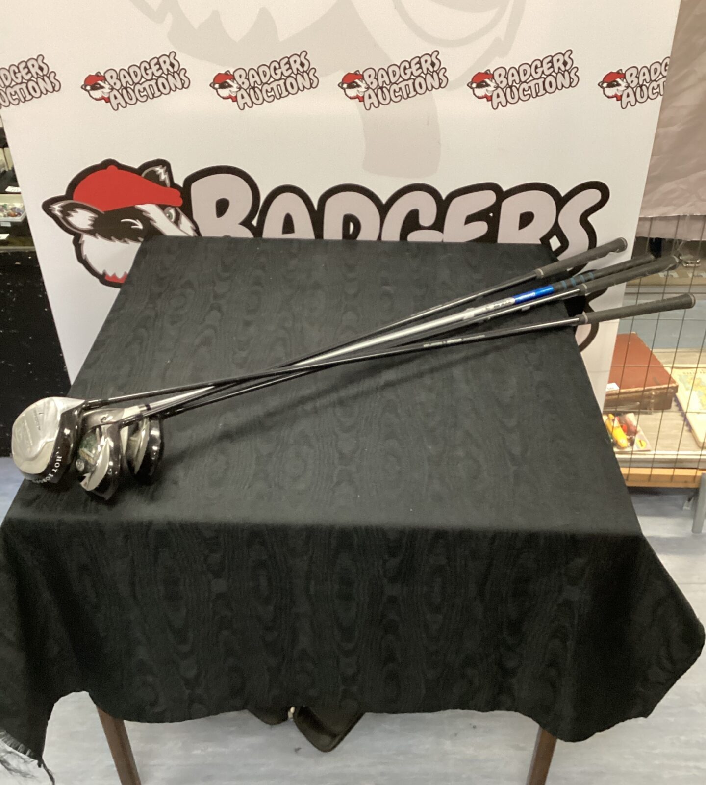Four golf clubs inc Dunlop driver & three mistushiba drivers
