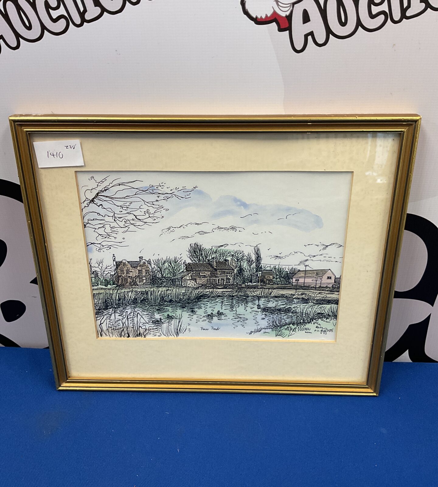 D l griffiths signed pen & watercolour artwork of penn pond