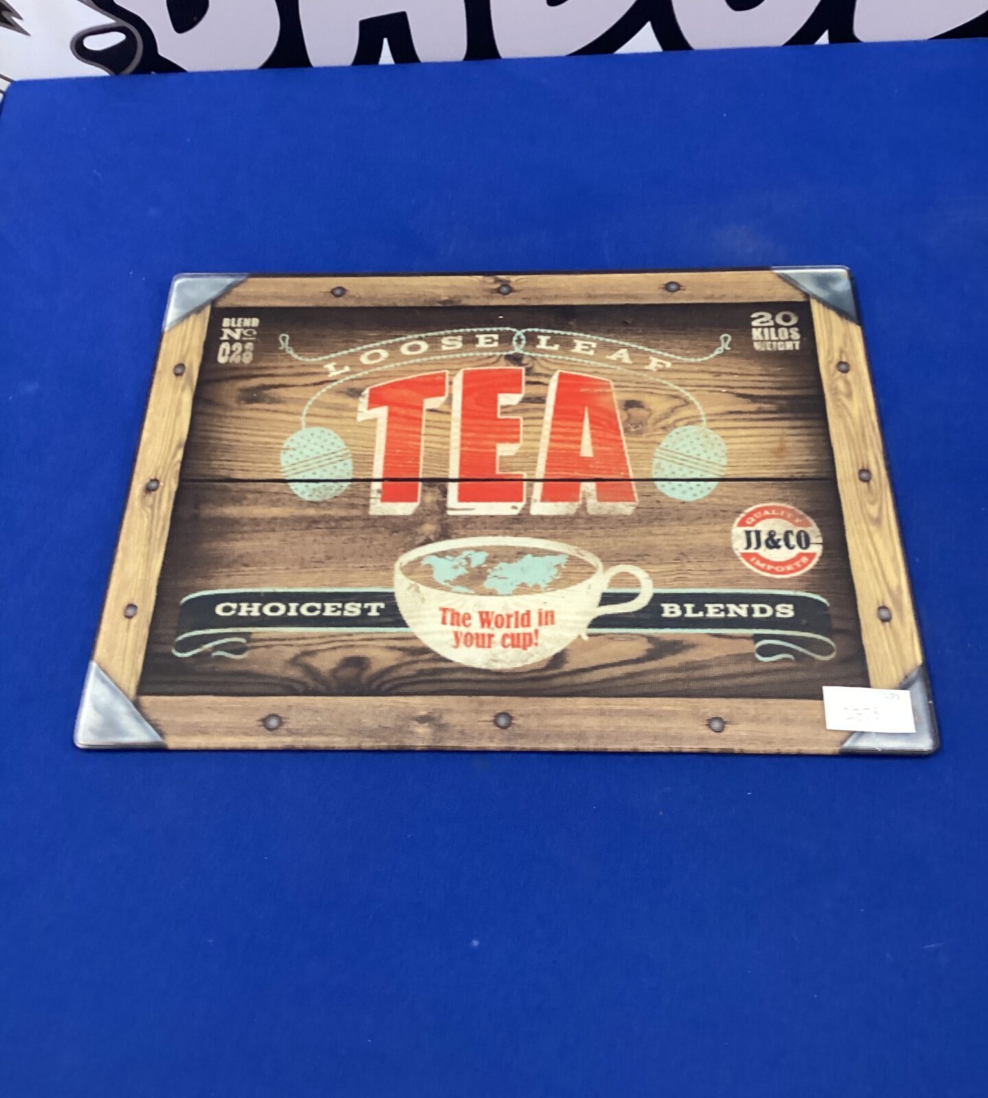 Loose leaf tea branded glass chopping board