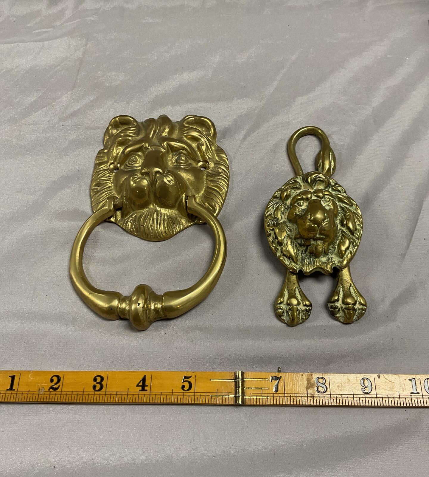 Antique brass lion door knocker and modern knocker