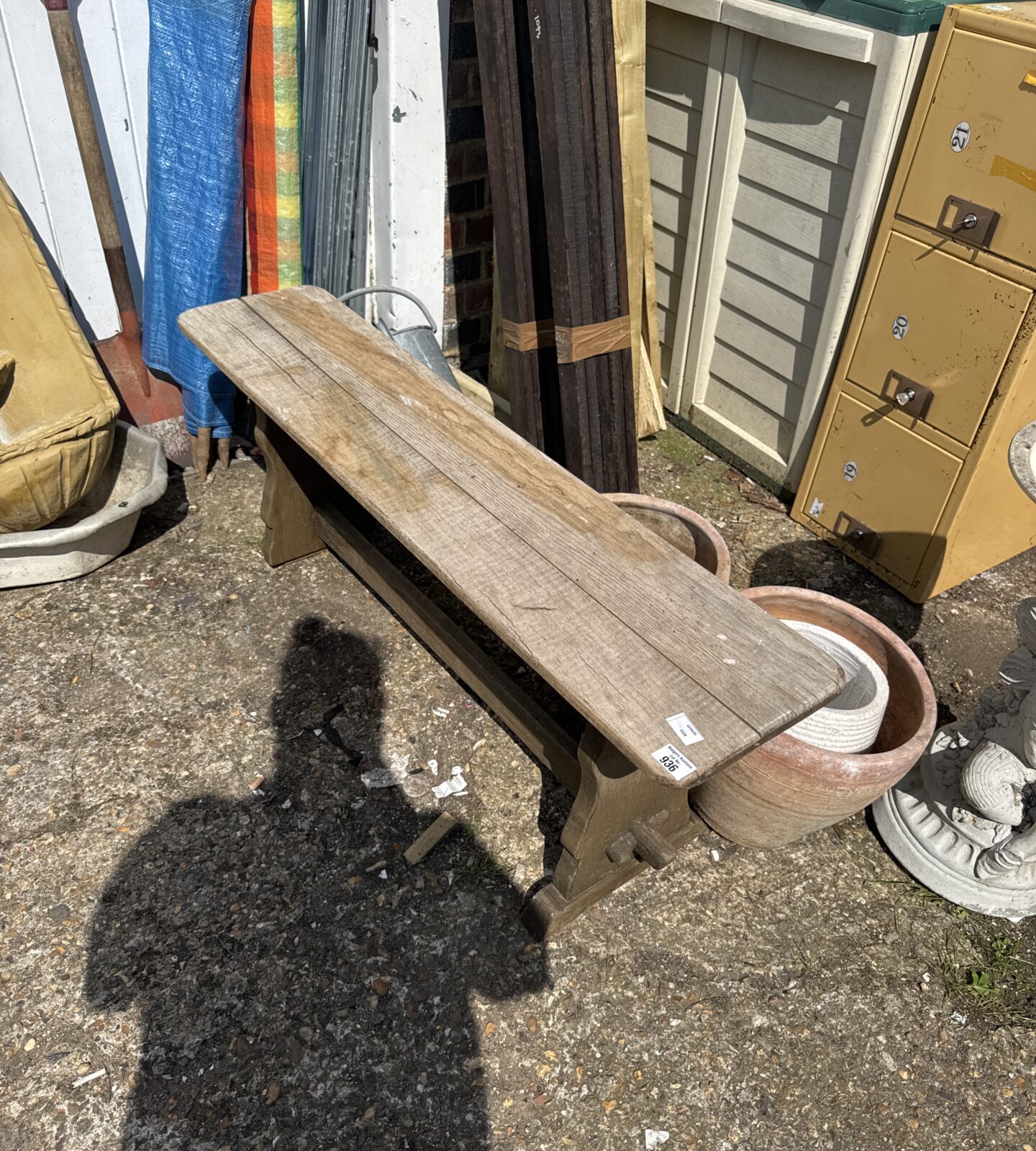 Wooden garden bench for restoration - missing one foot & a bit wobbly
