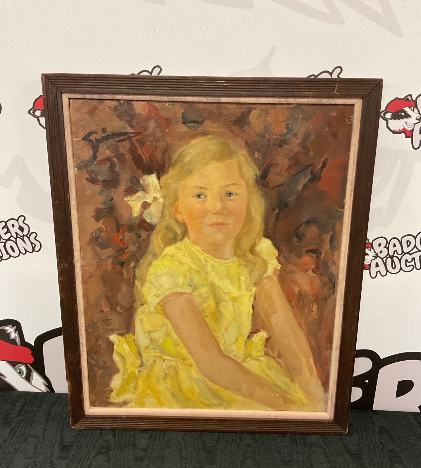 1930s oil painting portrait of a young girl