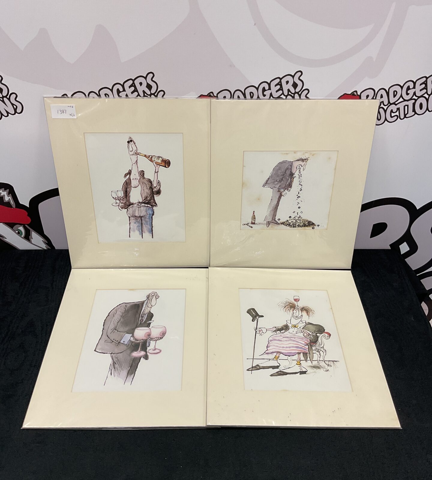set of 4 ronald searle character prints