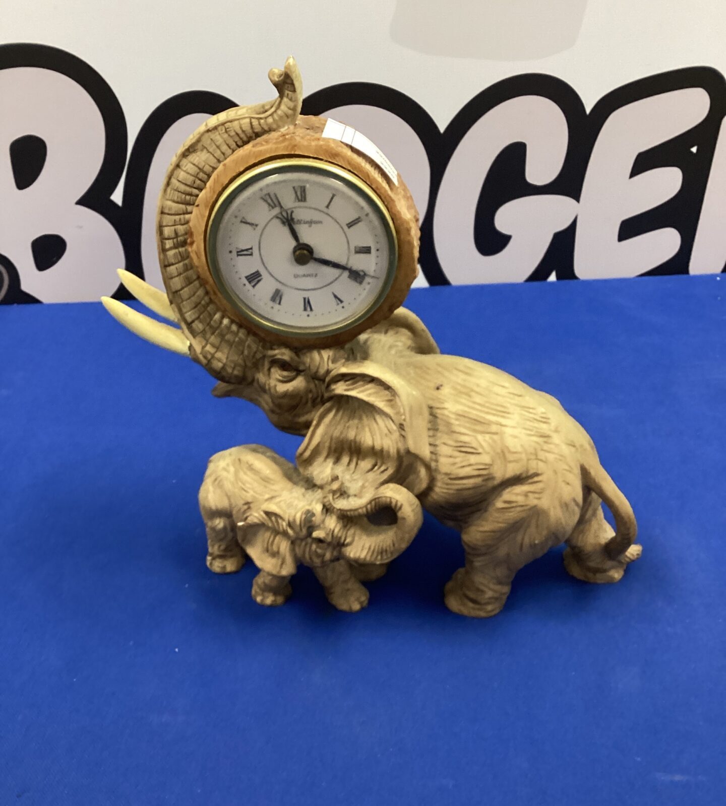 Elephant with calf ornamental clock