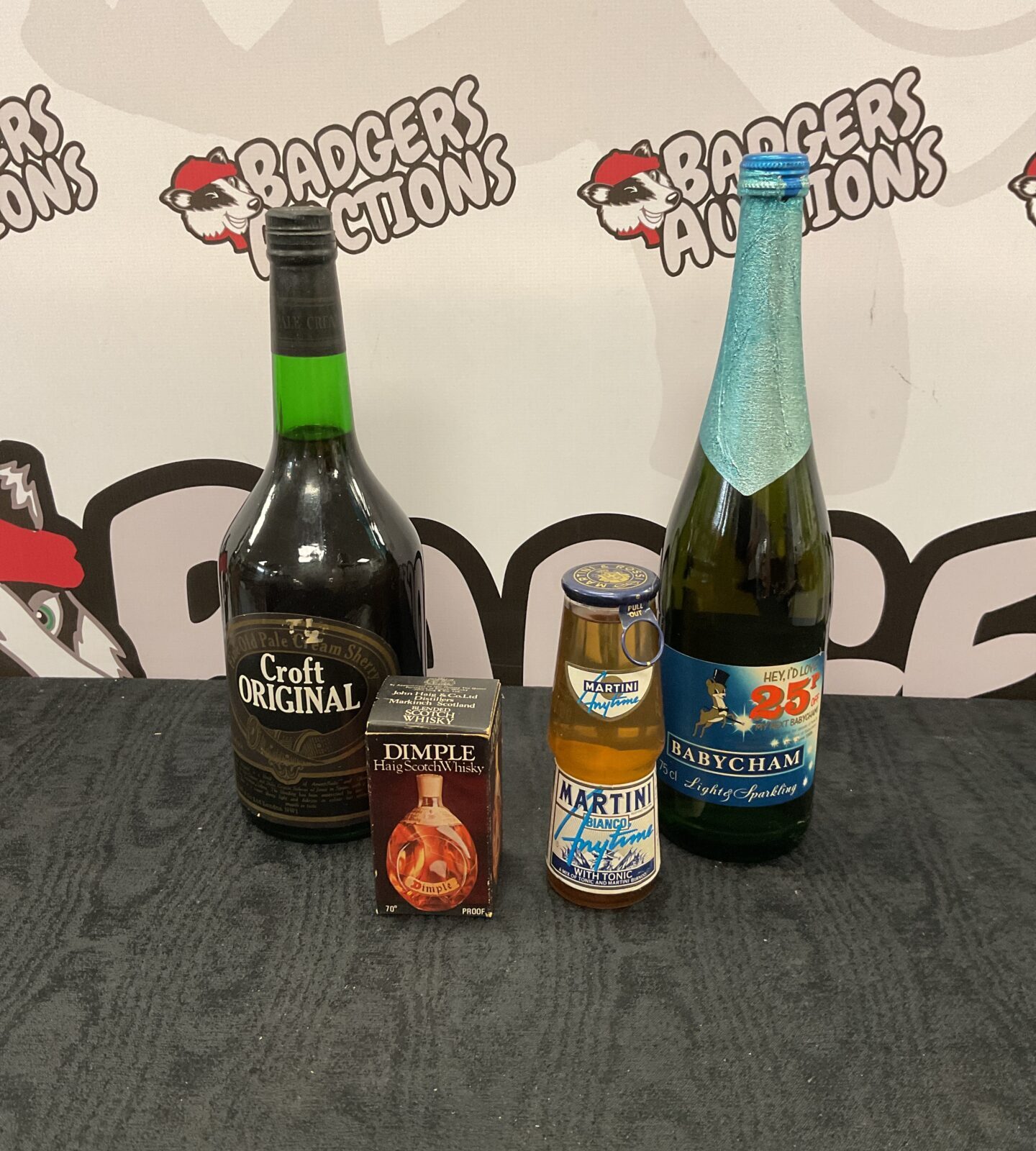 four bottles of alcohol inc croft original & babysham