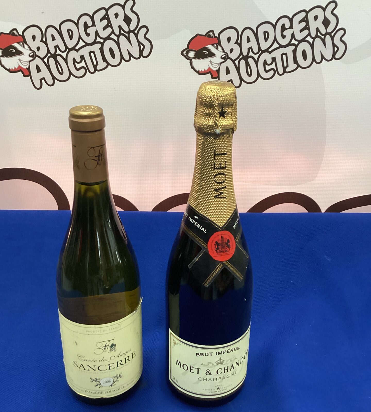 Bottle of Moet Chandon Champagne with a Sancerre Wine