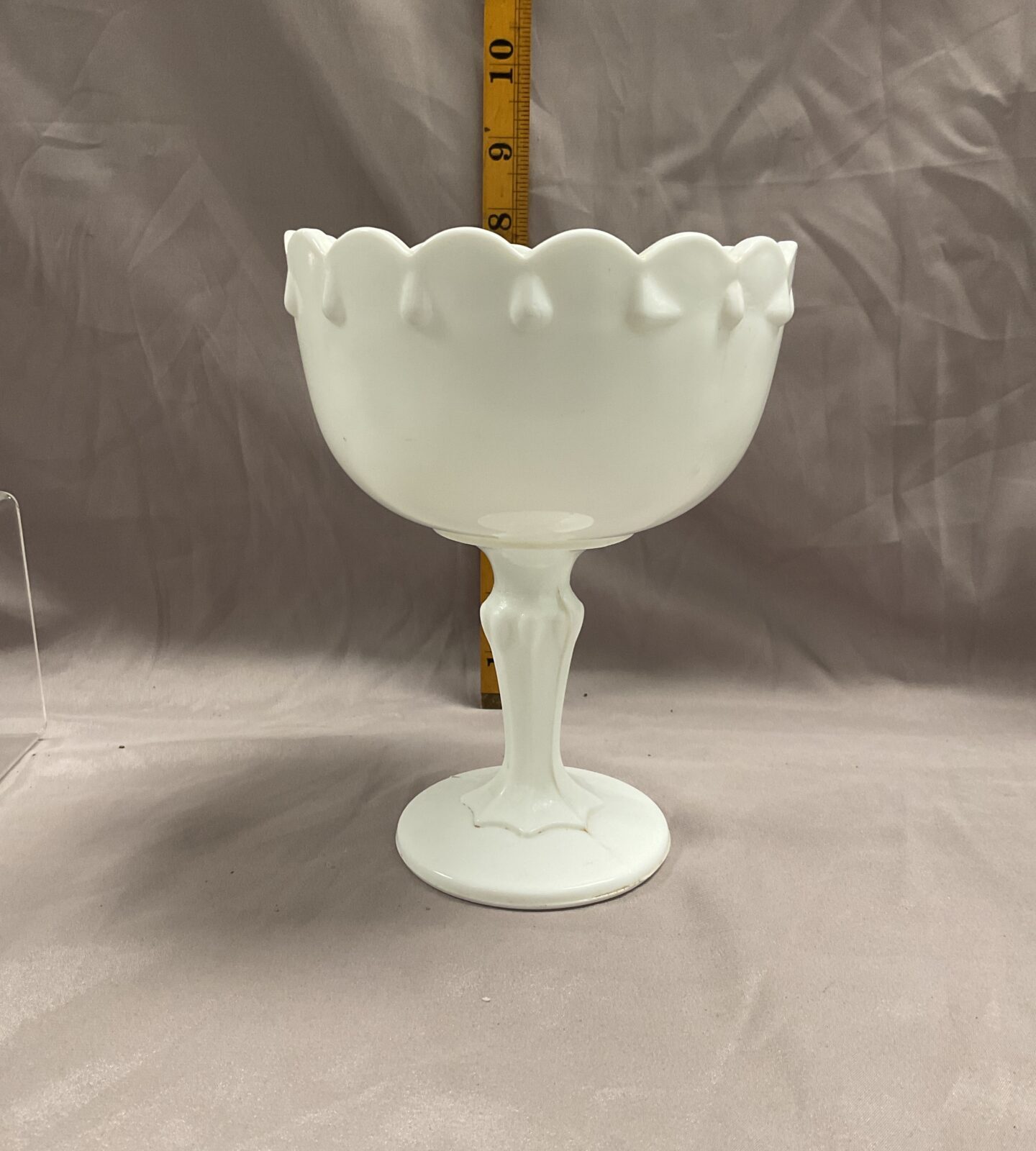 vintage indiana glass teardrop white opaque milk glass compote stemmed bowl