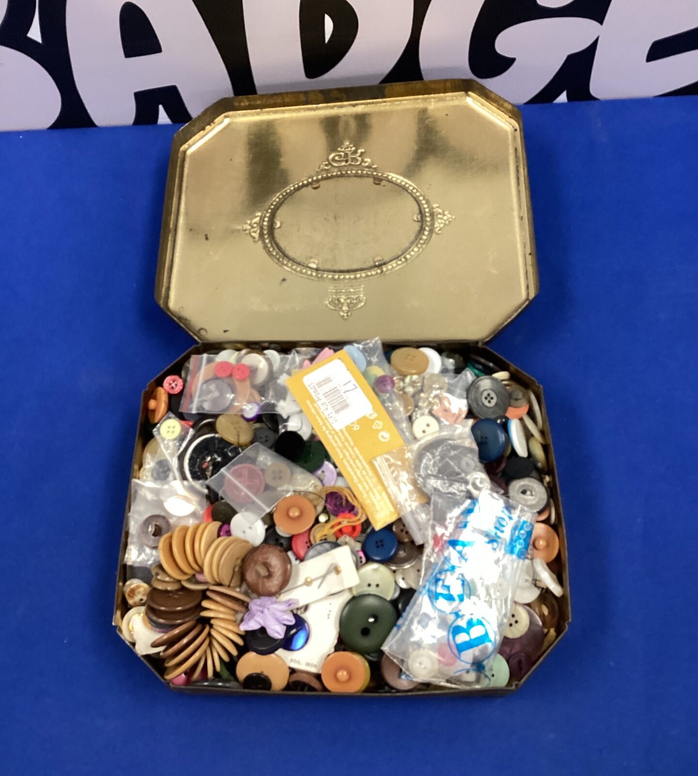Vintage royal tin with buttons
