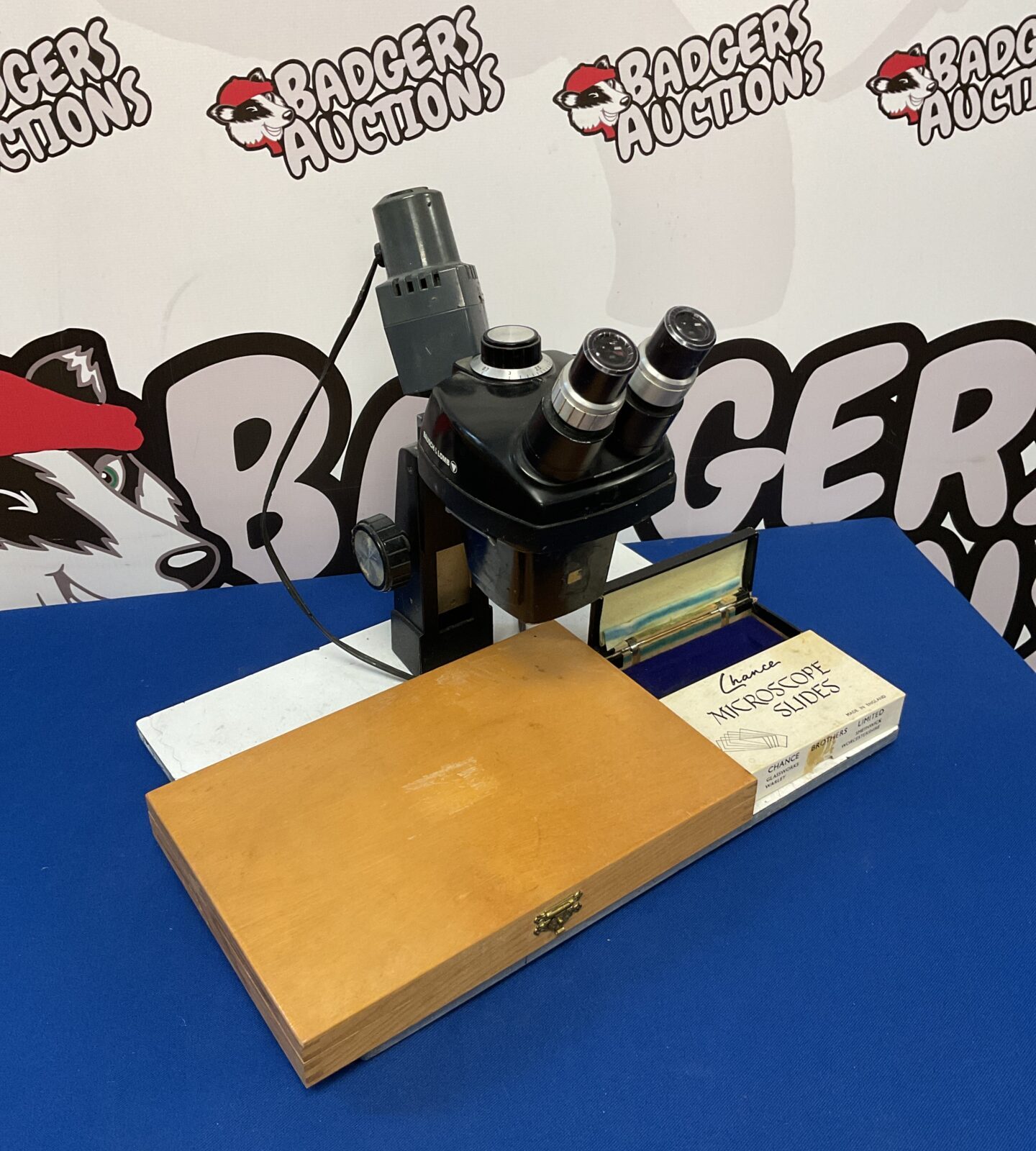 Bausch & lomb microscope with slide box