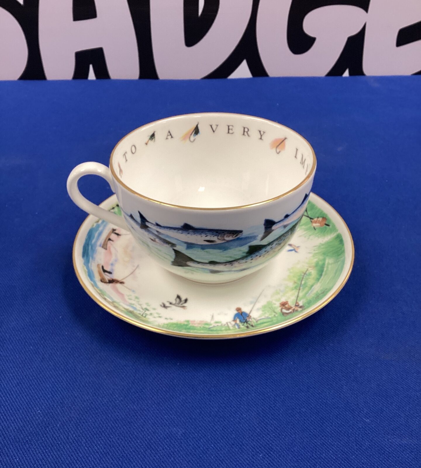 Royal Worcester fishing tea cup & saucer