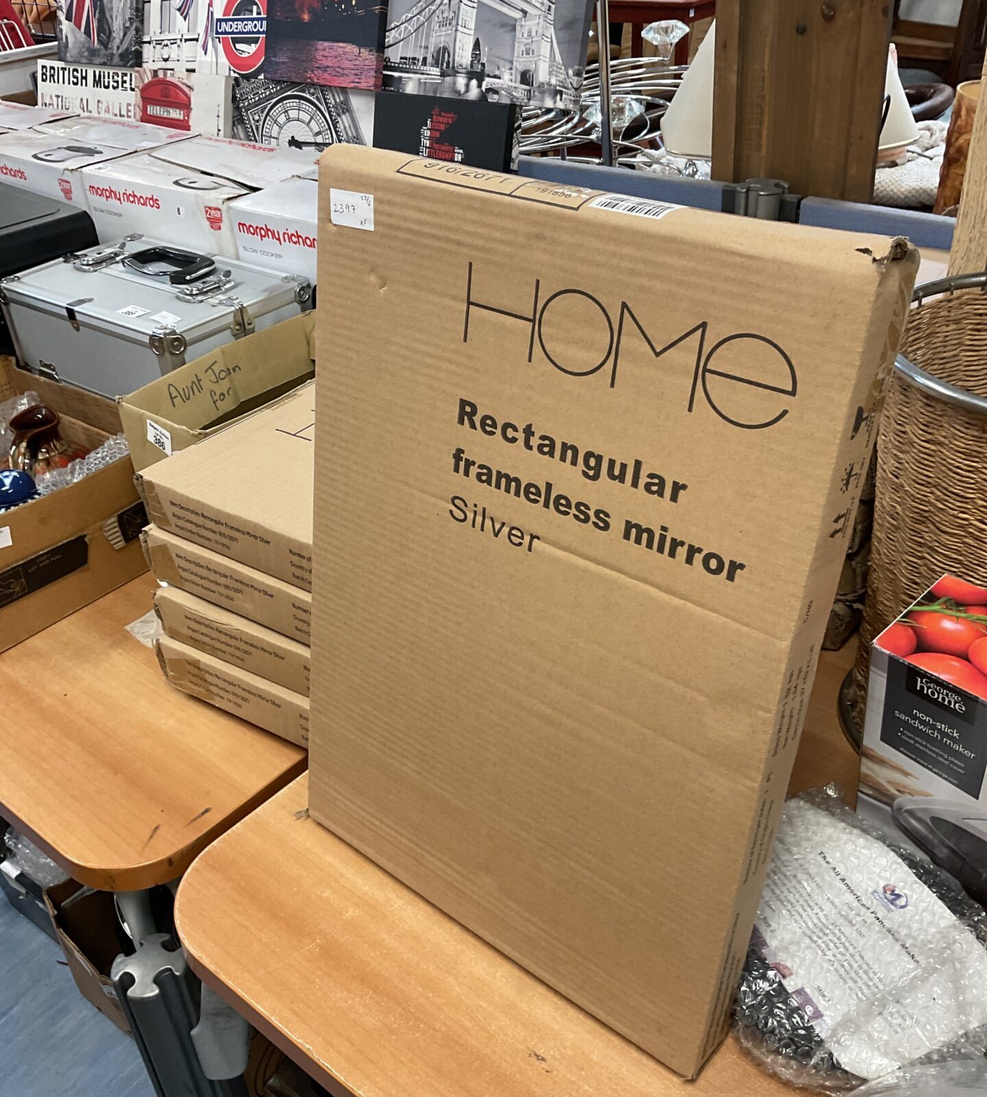 Five New Home Rectangular Frameless Silver Mirrors