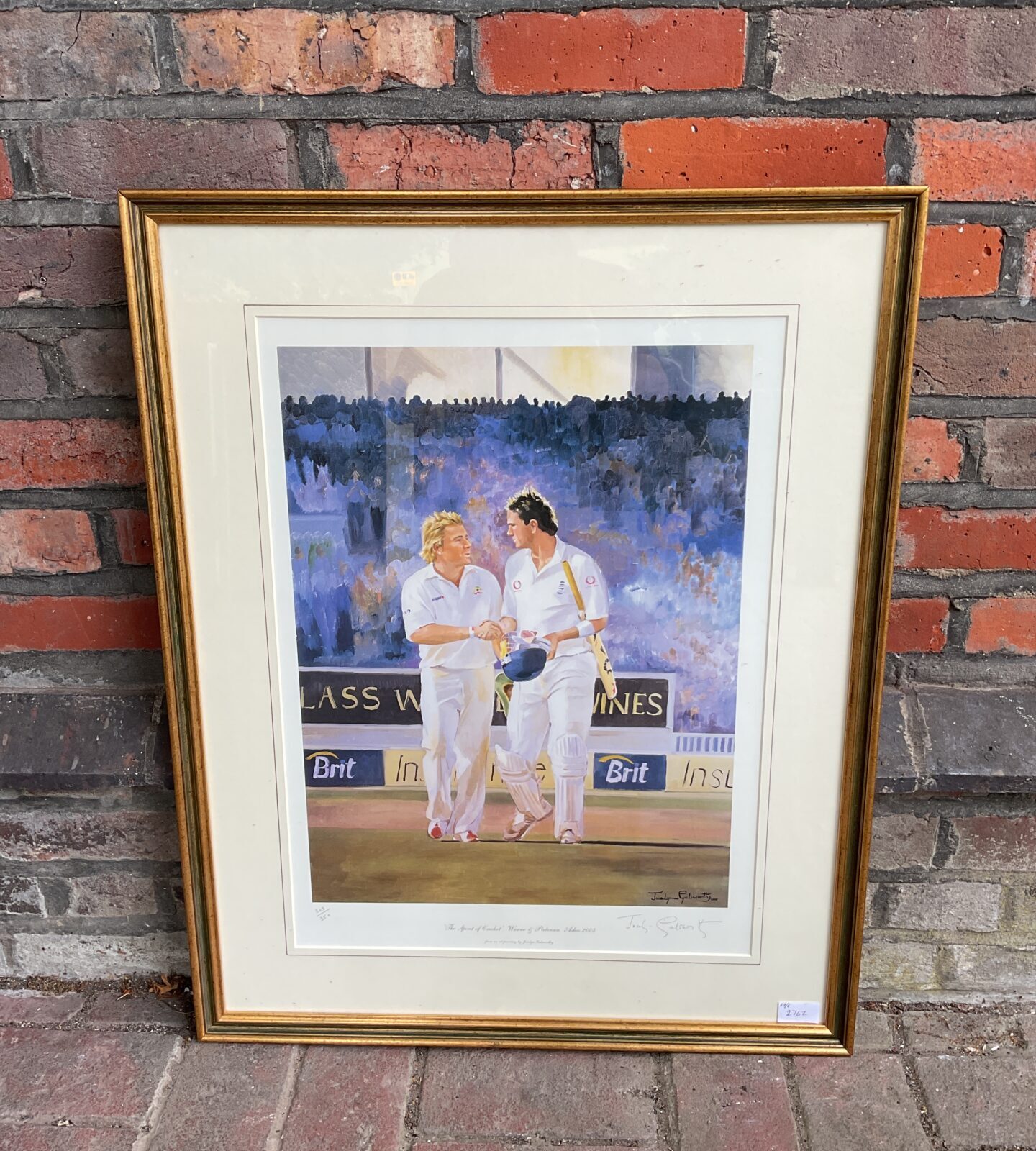 Jocelyn galsworthy signed limited edition print titled “the spirit of cricket, warne & pietersen ashes 2005”